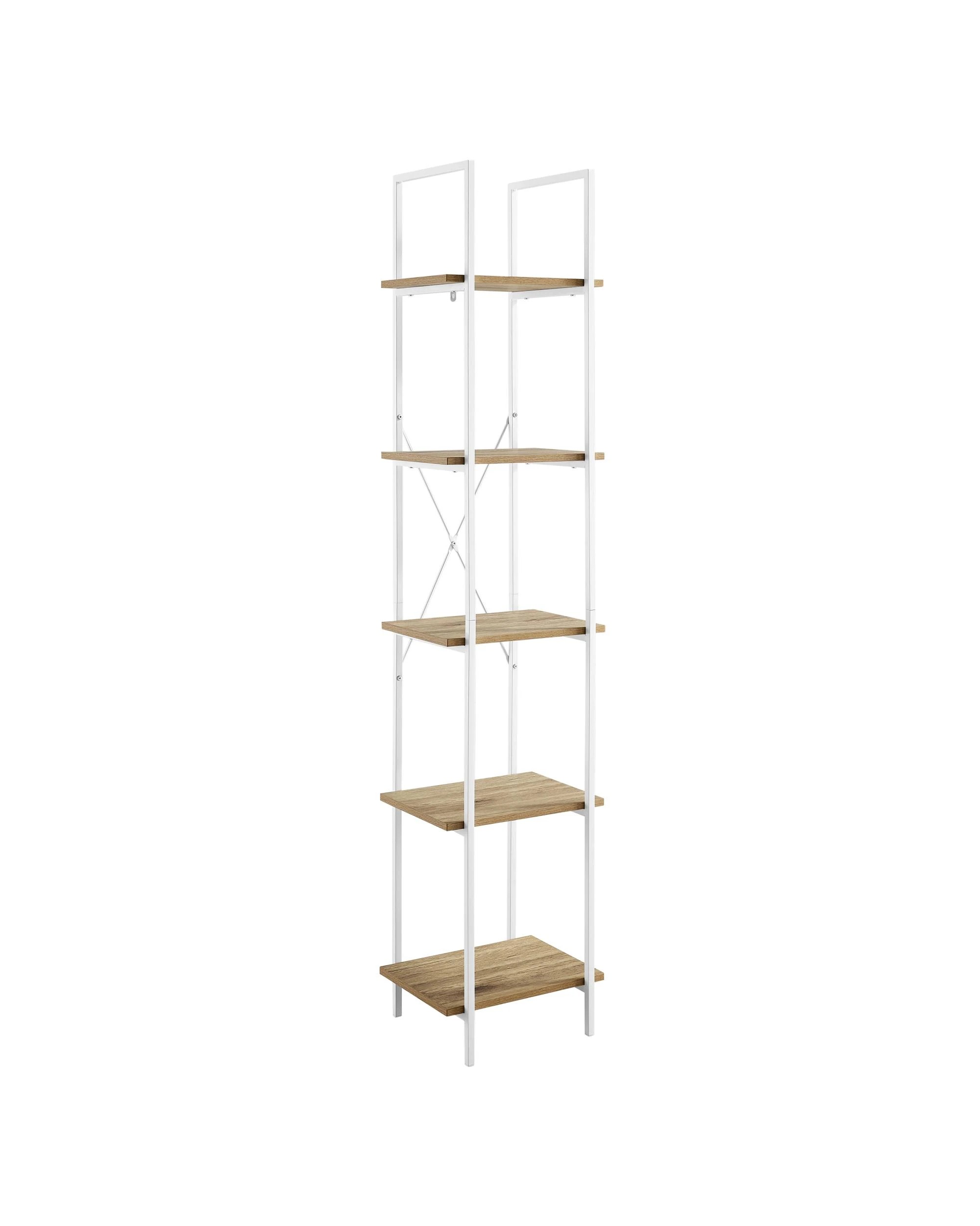 1 Kodu Bookshelf Display Shelf 40cmW 5 Tier Industrial White and Oak, 1 of 8