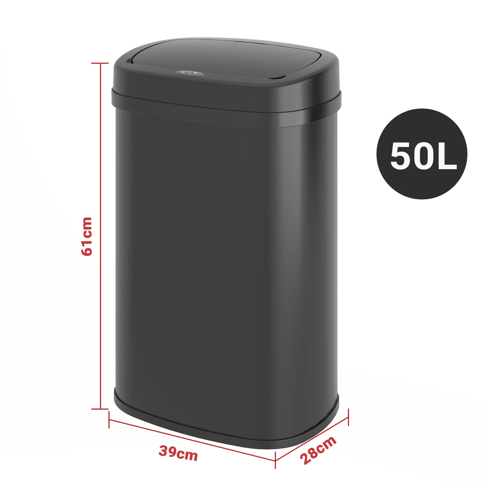 2 Advwin Rubbish Bin 50l Smart Kitchen Waste Trash Can Touchless Automatic Garbage Cabinet with Lid - Black, 2 of 3