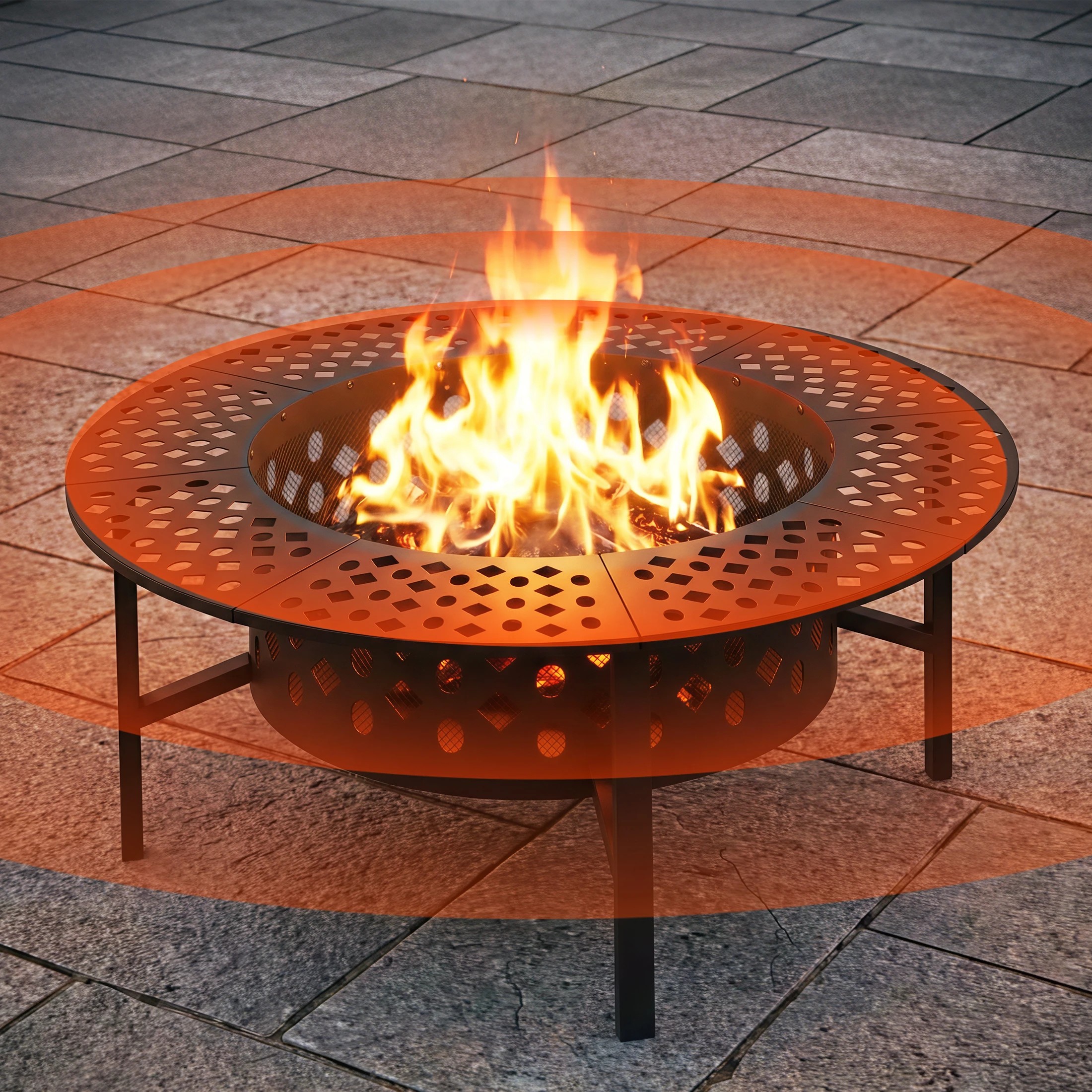 7 Grillz Fire Pit BBQ Charcoal Smoker Portable Mesh Pits Outdoor Camping Fireplace - Black, 7 of 8