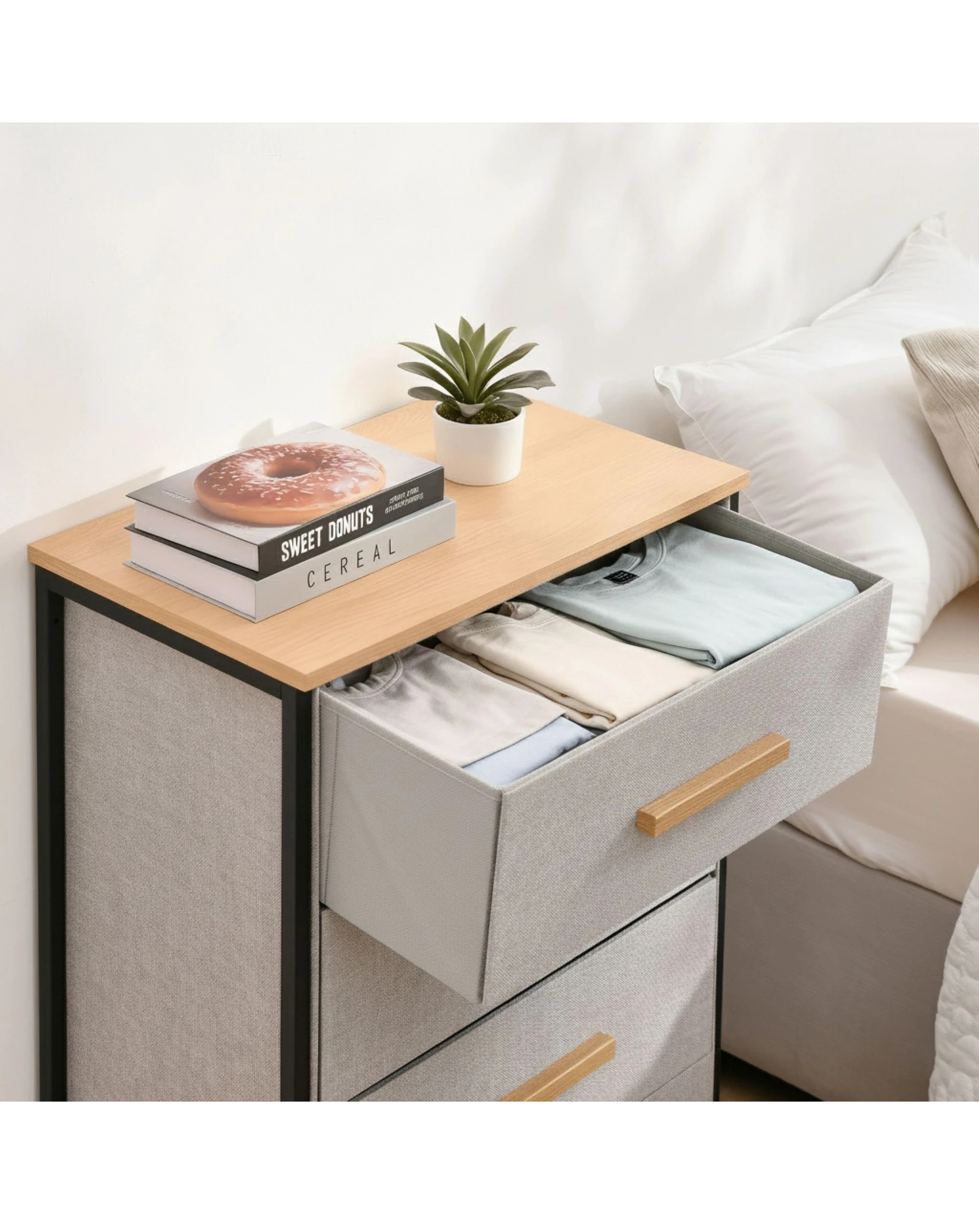 7 Sherwood Selene 3 Drawer Fabric Dresser 60x35x73cm - Grey, 7 of 10
