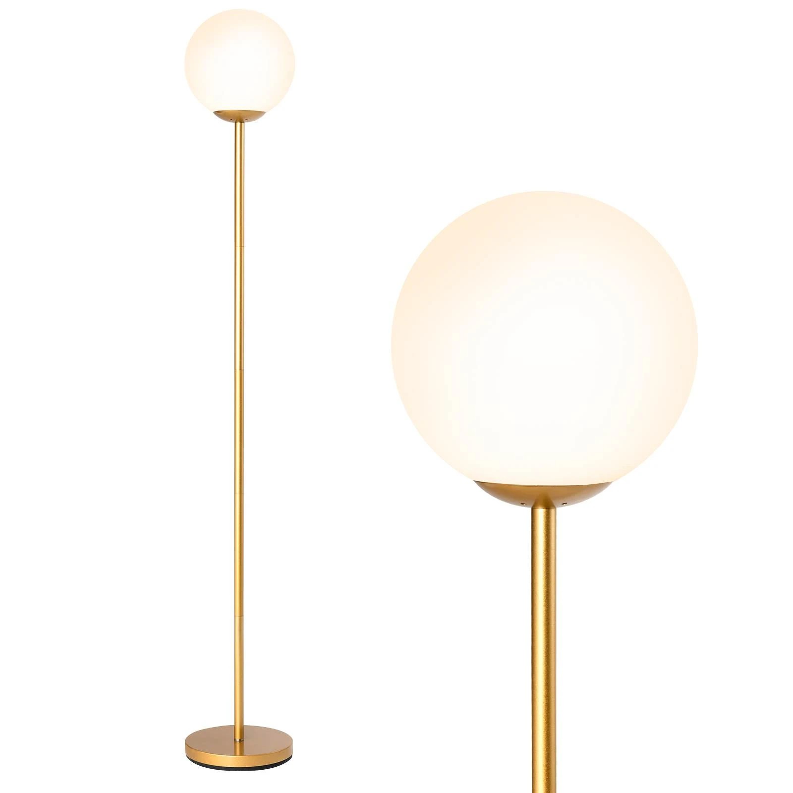 1 Costway 1.65M Glass Globe Floor Lamp Decorative Corner Lamp - Gold, 1 of 1