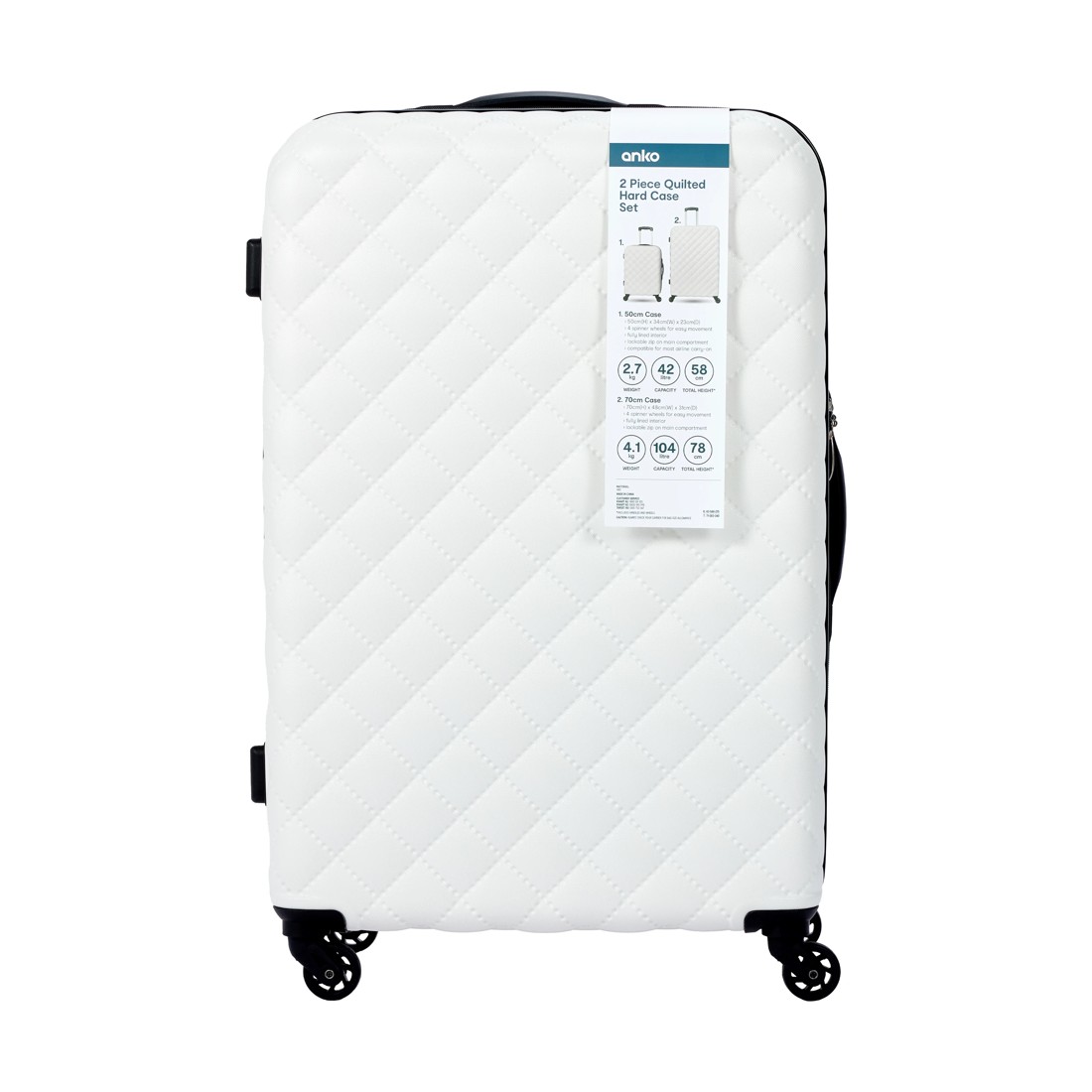 9 2 Piece Quilted Hard Case Set - White, 9 of 9