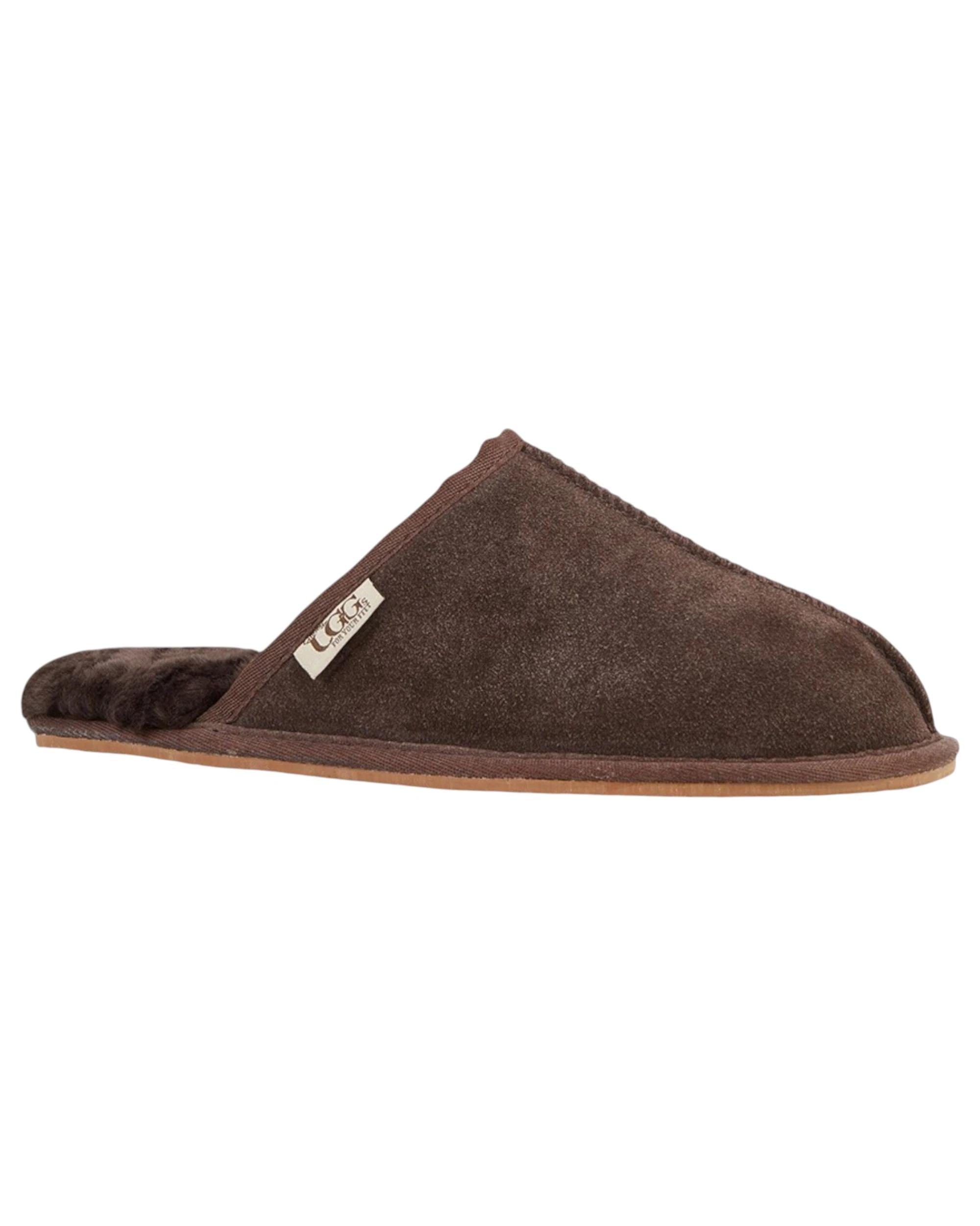 1 Grosby Mens Ugg Buck Slippers Casual Slip On Chocolate Shoes CHOCOLATE, 1 of 3