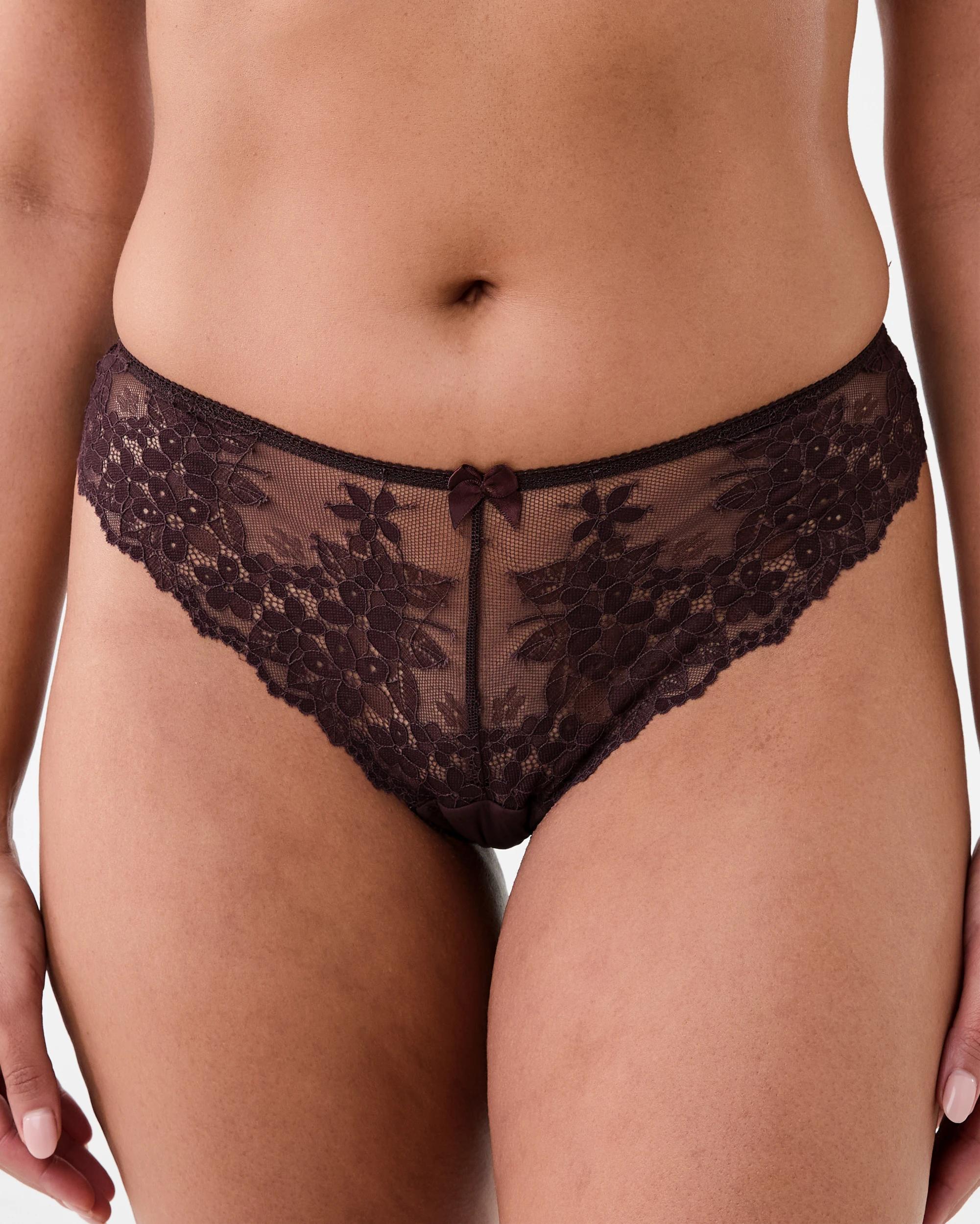 1 Co-ordinated Lace Cheeky Bikini Briefs Choc Chip, 1 of 6