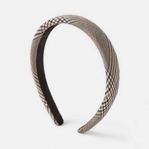 Thin Plaid Headband - Grey