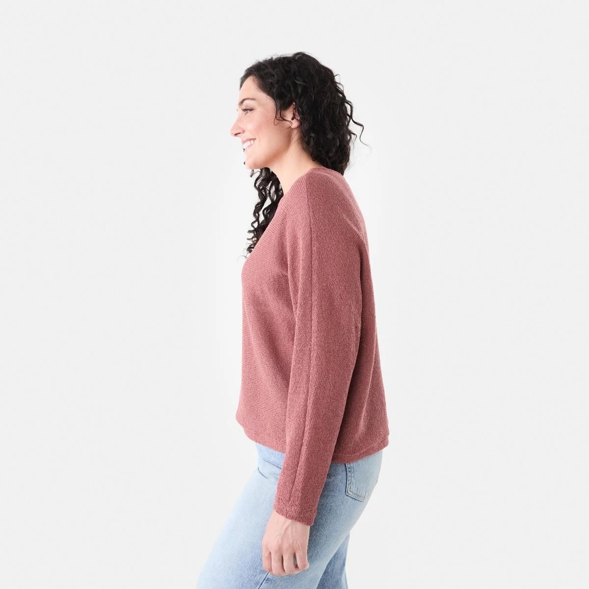 2 Open Knit Batwing Sleeve Jumper Dried Red, 2 of 5