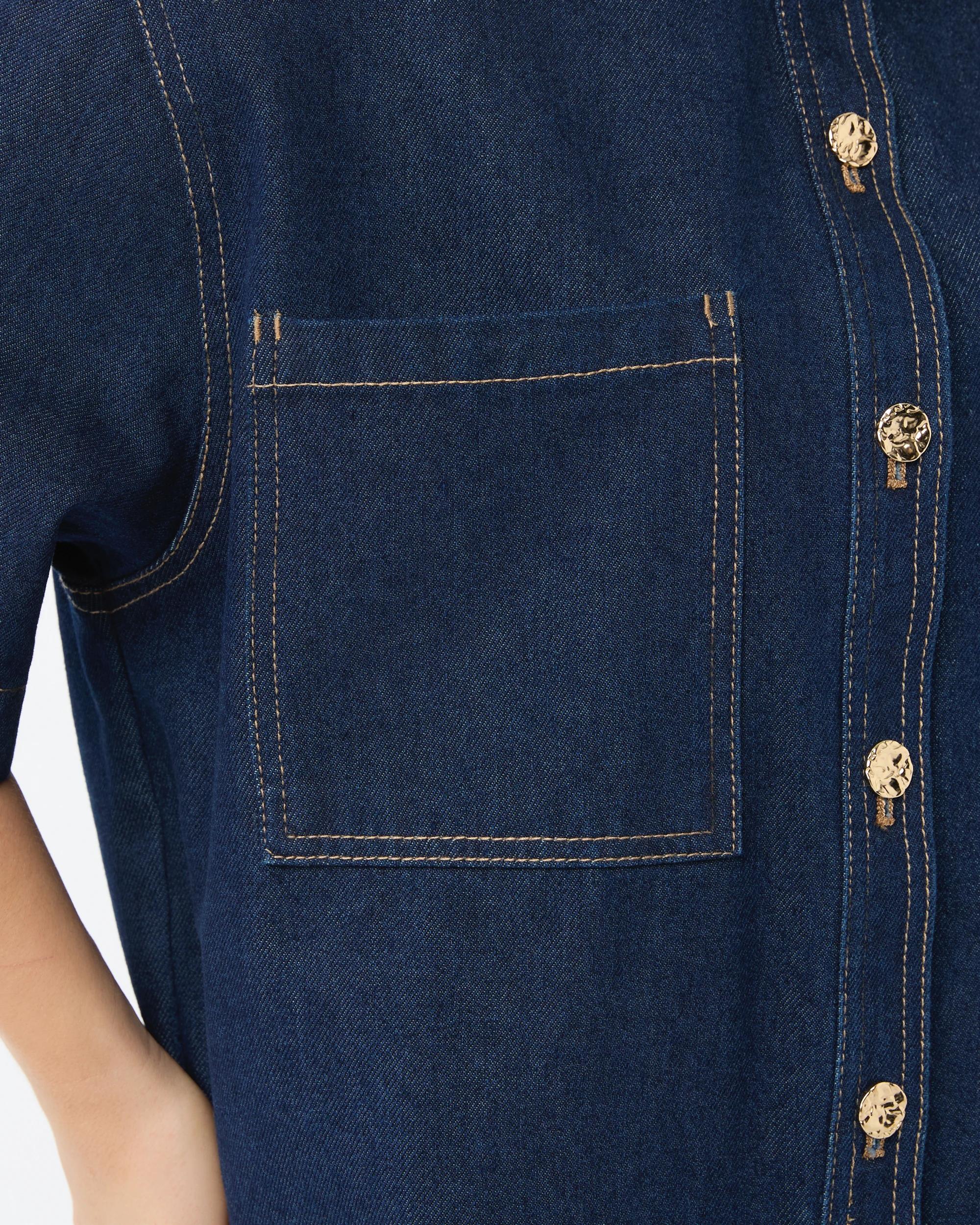 6 Short Sleeve Denim Shirt Indigo Wsh, 6 of 8