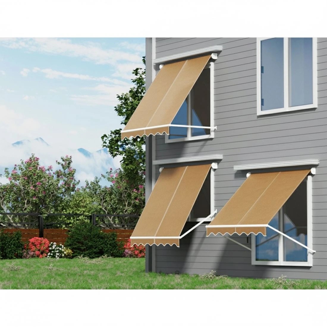 5 Instahut Window Fixed Pivot Arm Awning Outdoor Retractable Canopy 2.1X2.1M - Beige, 5 of 6