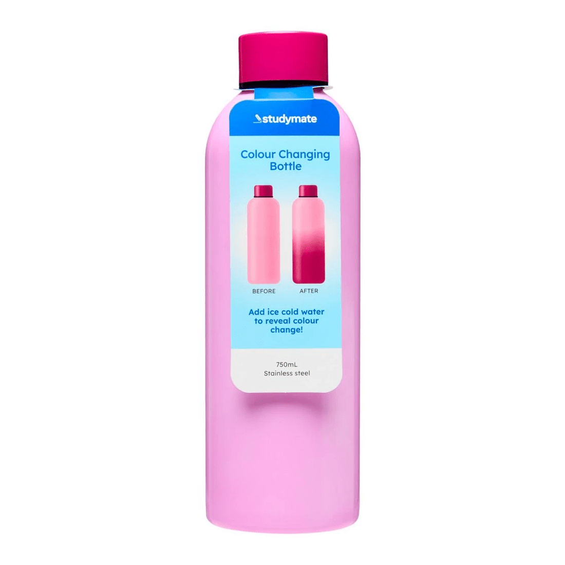 2 Studymate Colour Change Drink Bottle 750mL Pink, 2 of 5