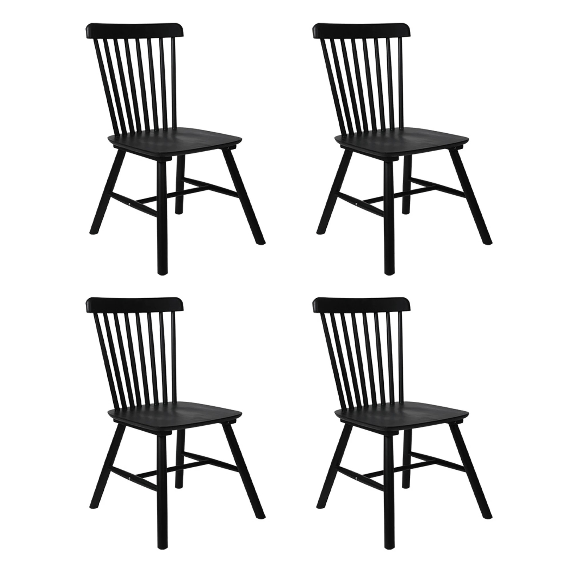 1 Levede 4Pcs Replica Windsor Spindle Dining Chair - Black, 1 of 10