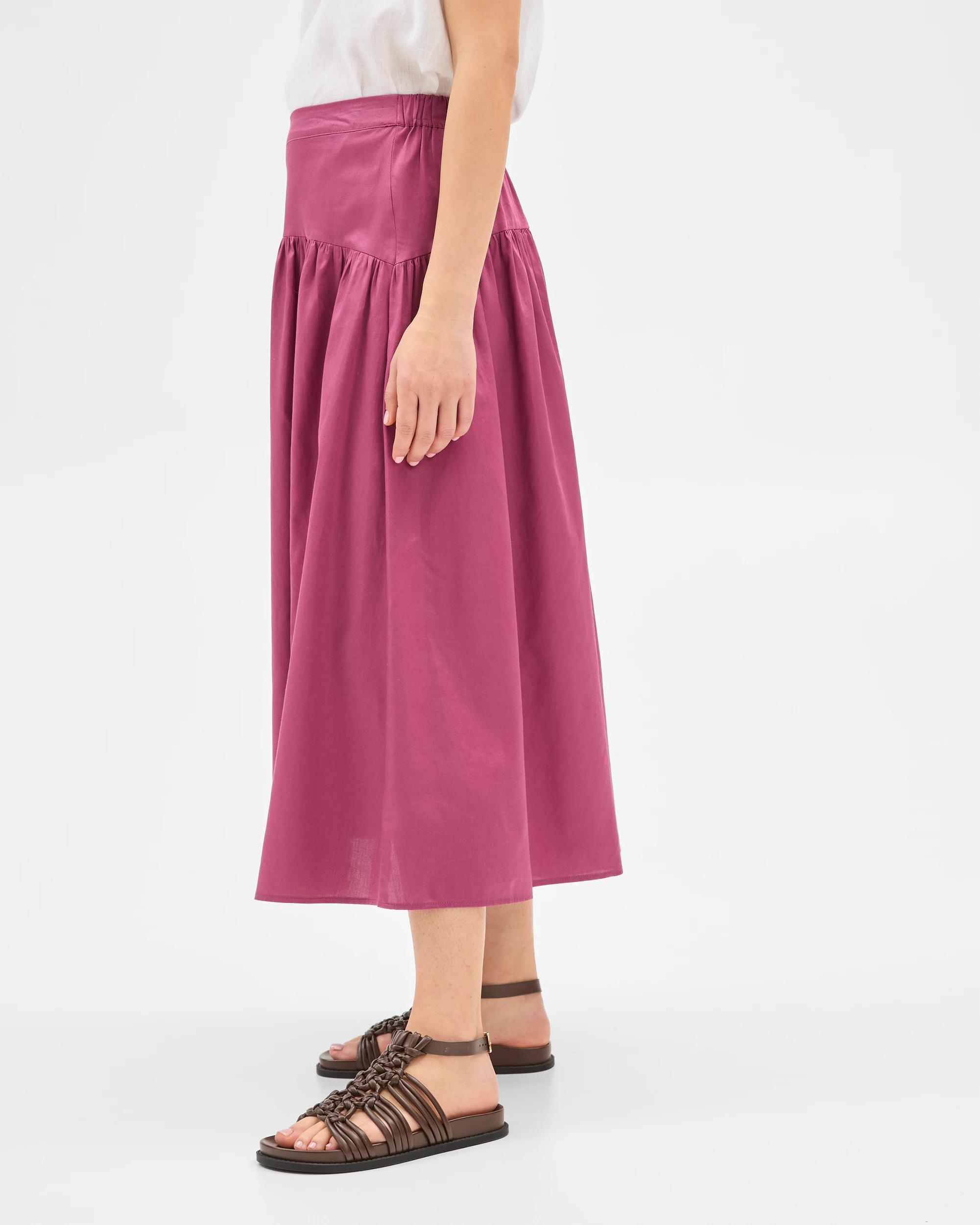 6 Target Australian Cotton Yoke Detail Midi Skirt BERRY, 6 of 8