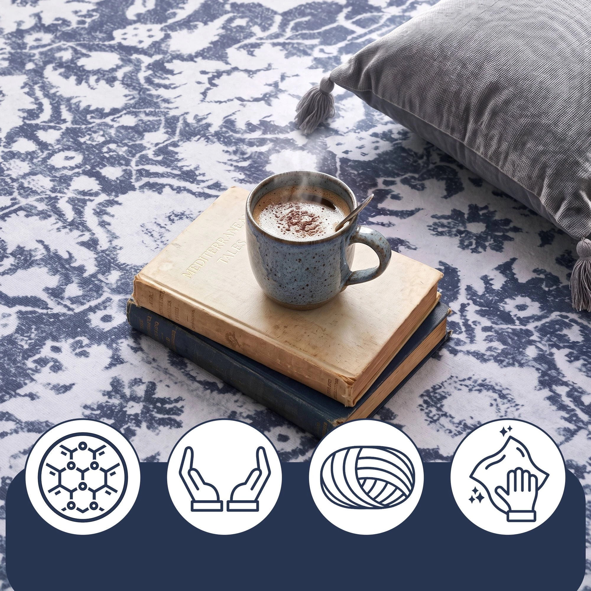 5 Artiss 120 cm Living Room Round Area Rug Non-Slip Washable Water-repellent - Grey, 5 of 9