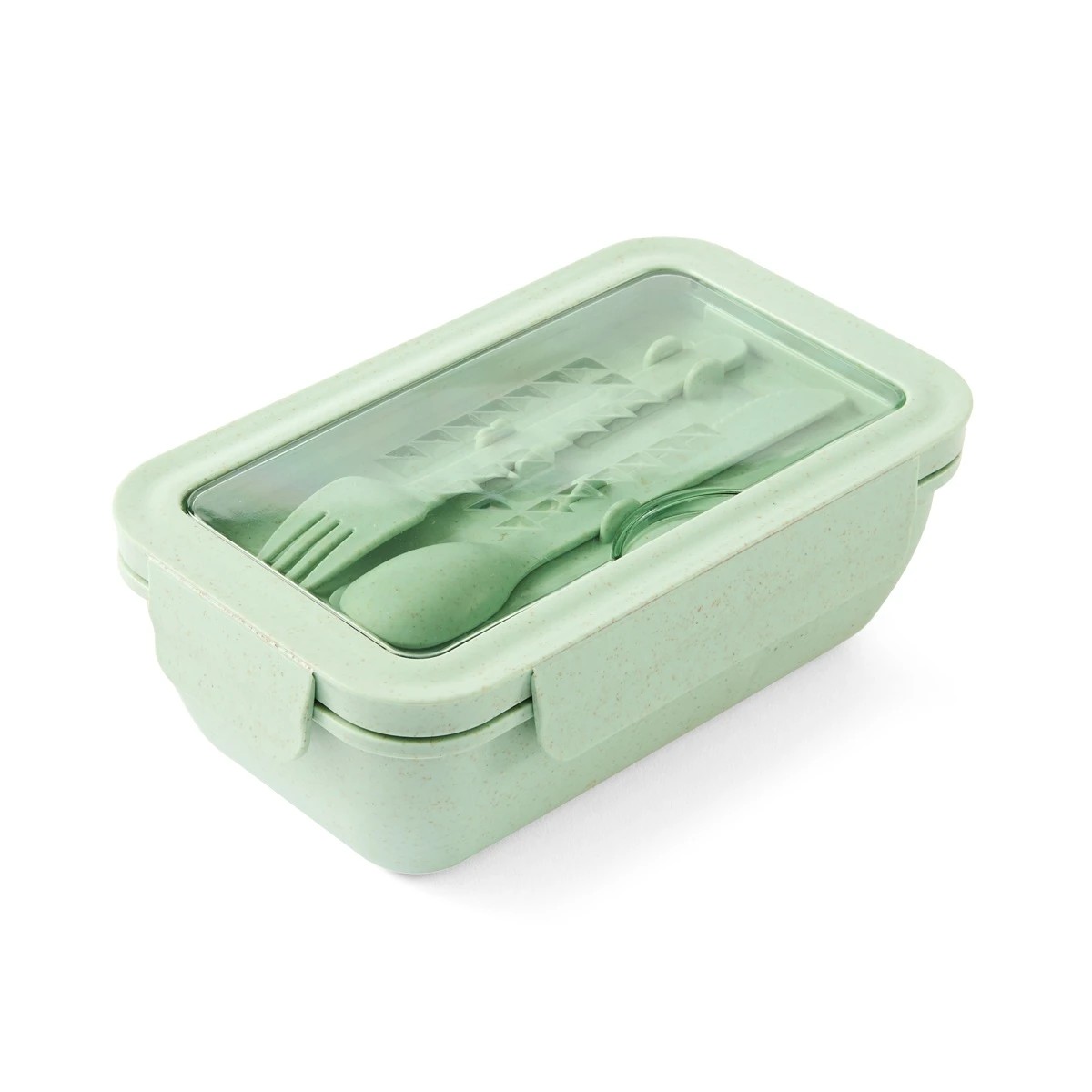 4 Green Wheat Straw Lunch Box with Cutlery, 4 of 10