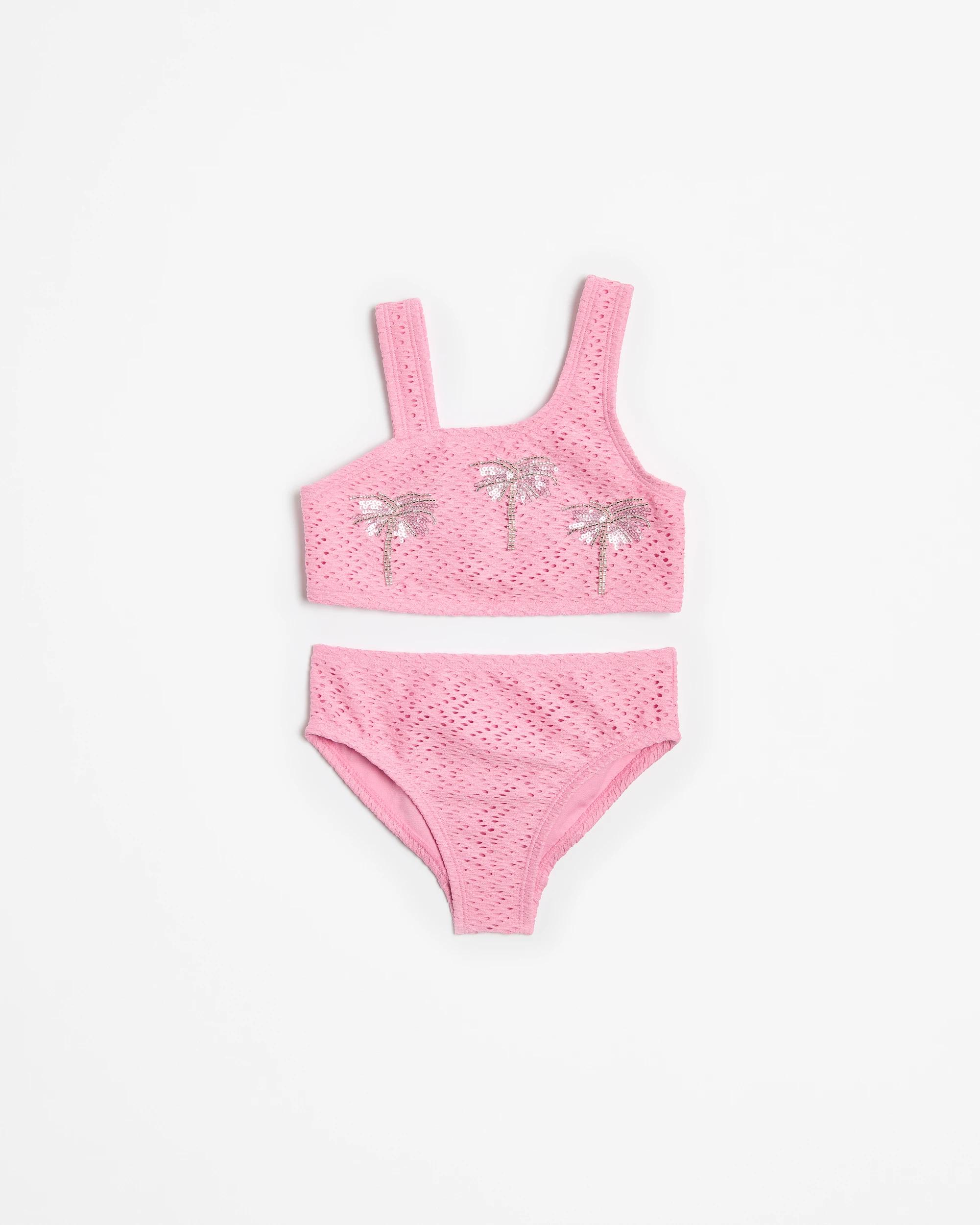 1 Target Textured Crochet Swim Two Piece PINK, 1 of 3