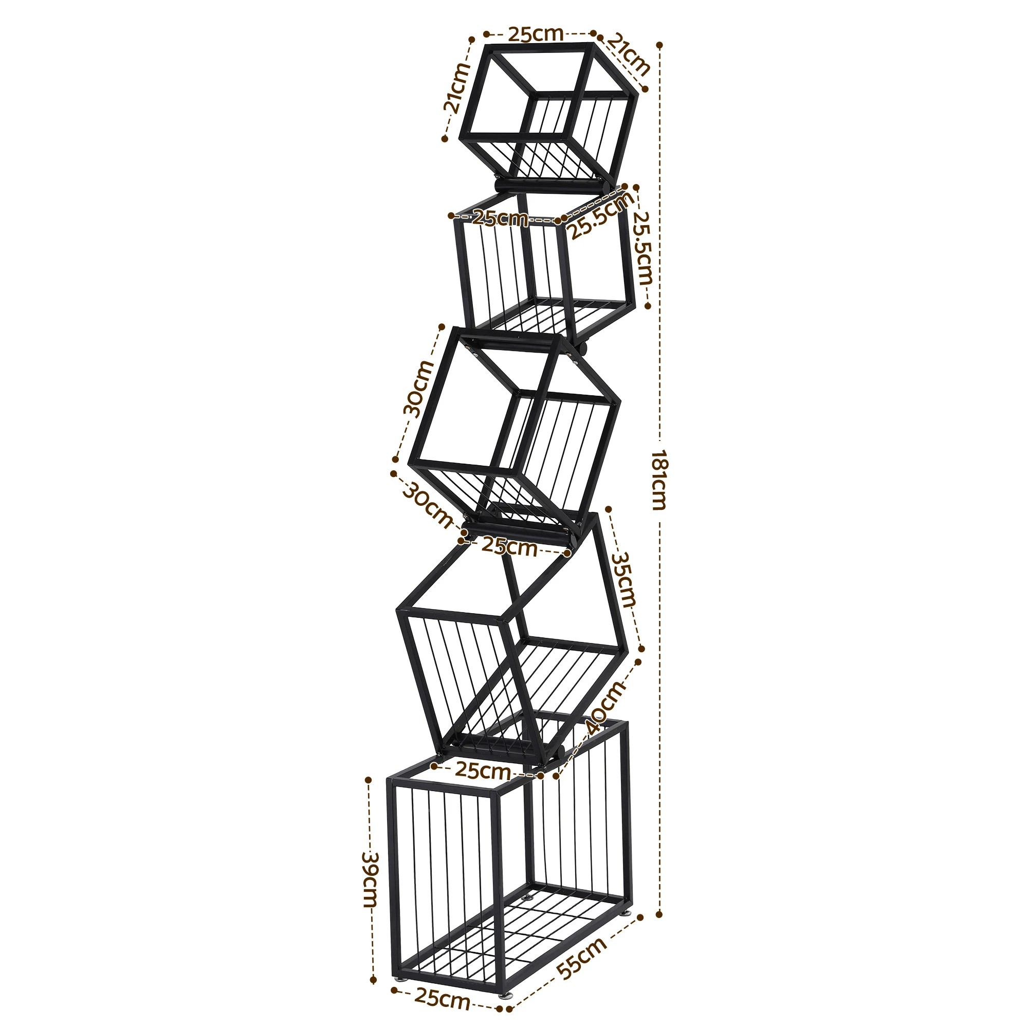 2 Artiss 5-Tier Bookshelf Metal Geometric Display Shelf Storage Organizer - Black, 2 of 3
