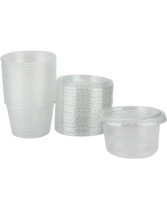 Durmaz Reusable Sauce Containers With Lids 120ml Pack of 10 - Clear