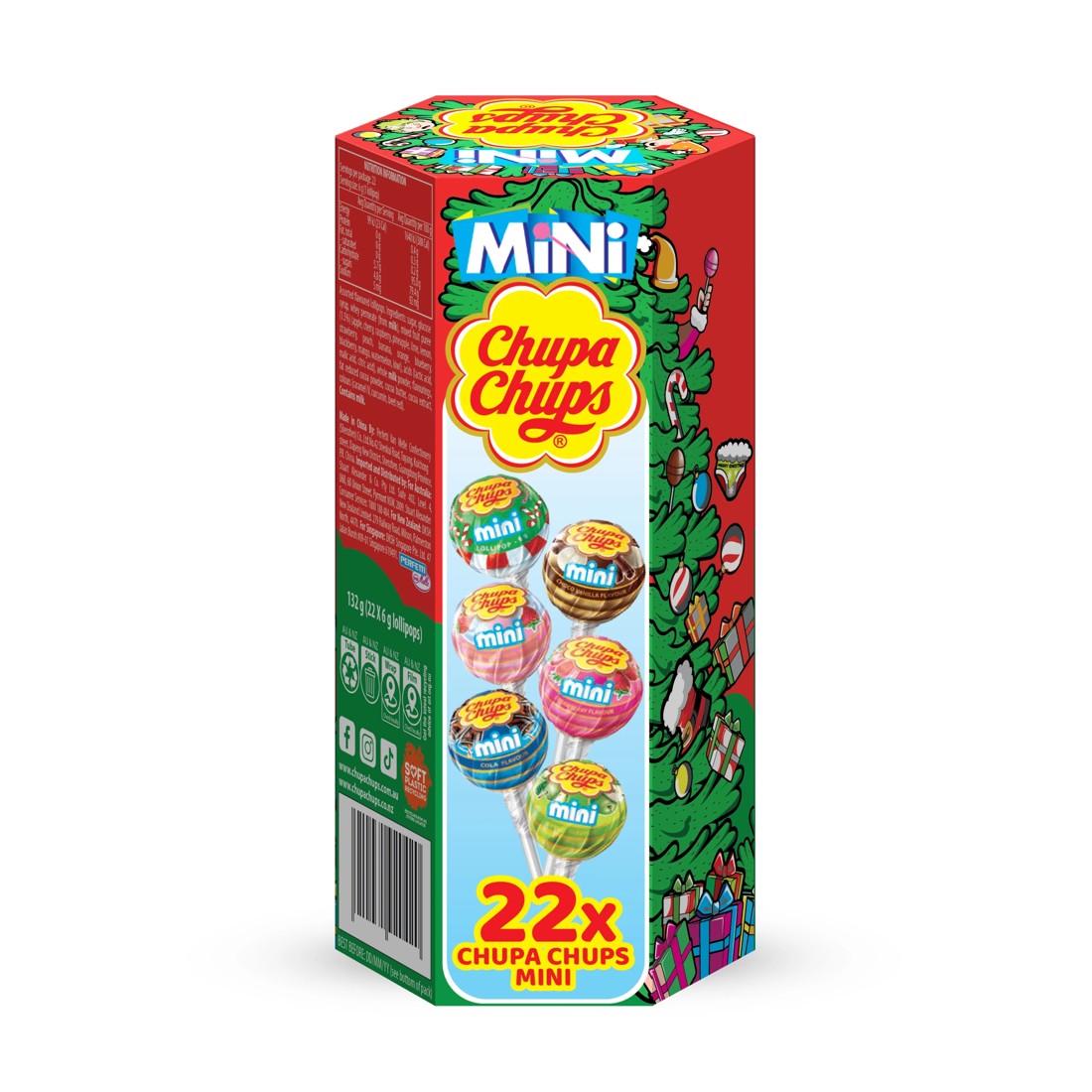 2 Mini Chupa Chups 22 Piece Assorted Lollipop Christmas Tube 132g, 2 of 2