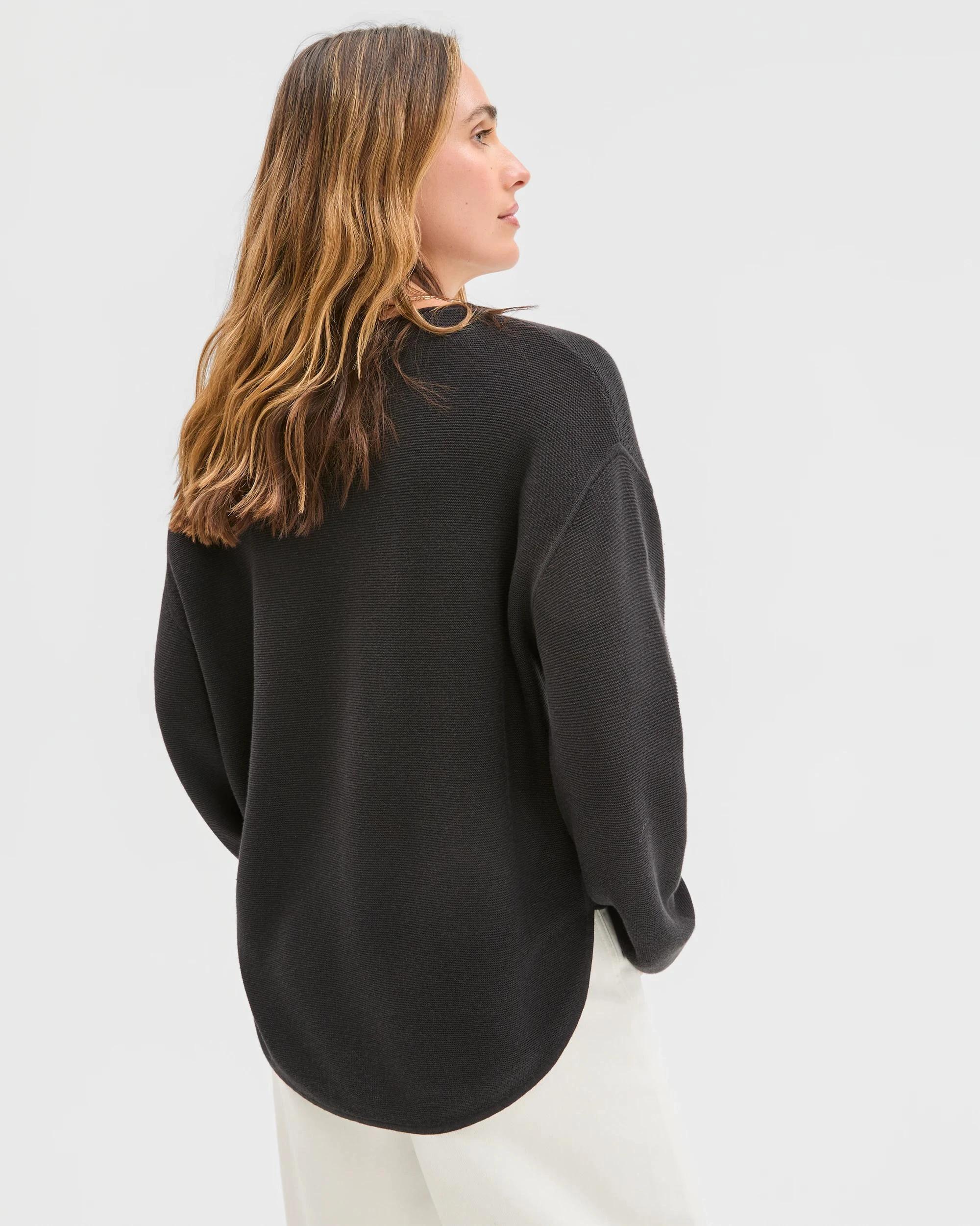 4 Target Woman Australian Cotton Blend Roll Edge Lightweight Sweater BLACK, 4 of 5