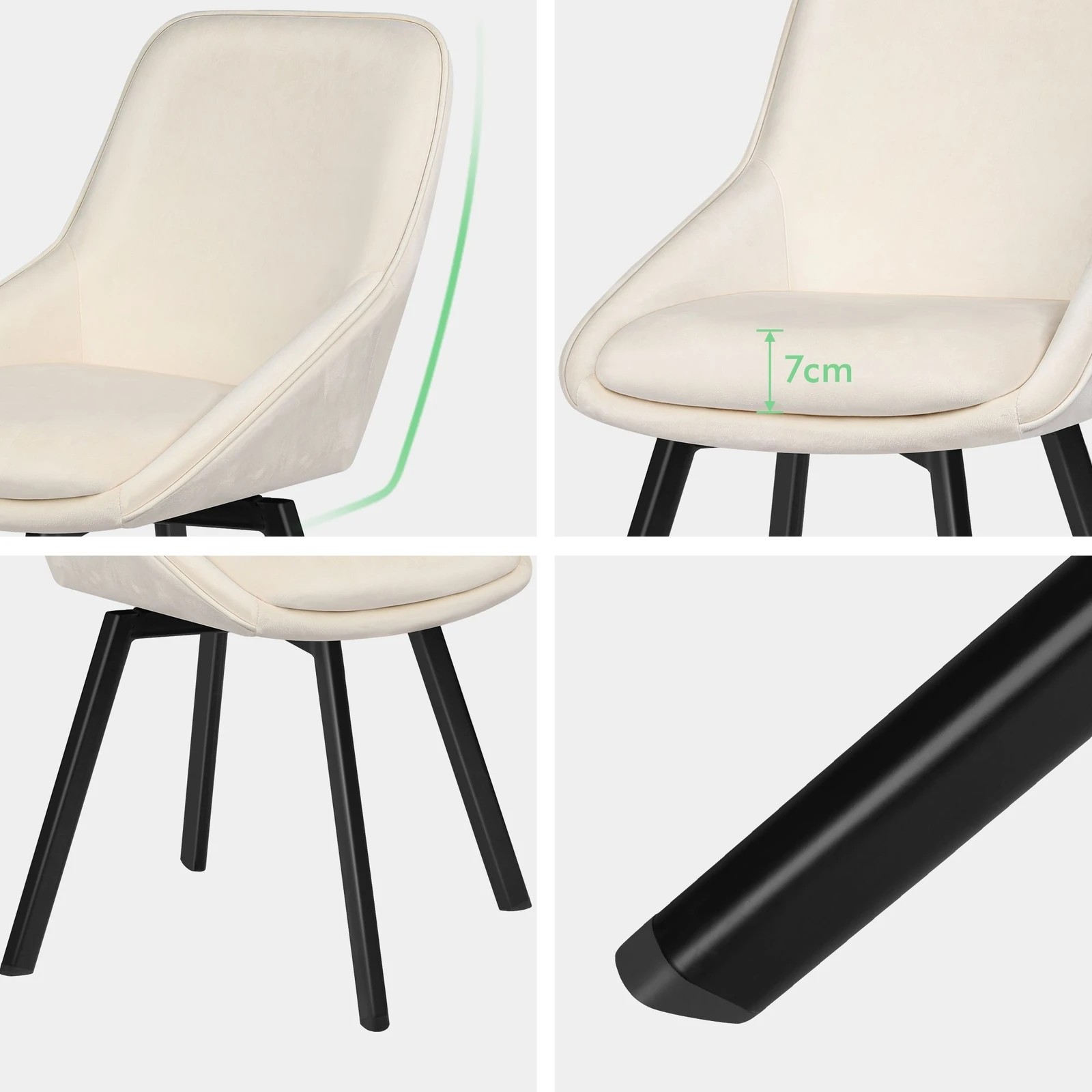 5 Alfordson 2x Dining Chairs Accent Kitchen Swivel Lounge Padded Seat Velvet - Beige, 5 of 10