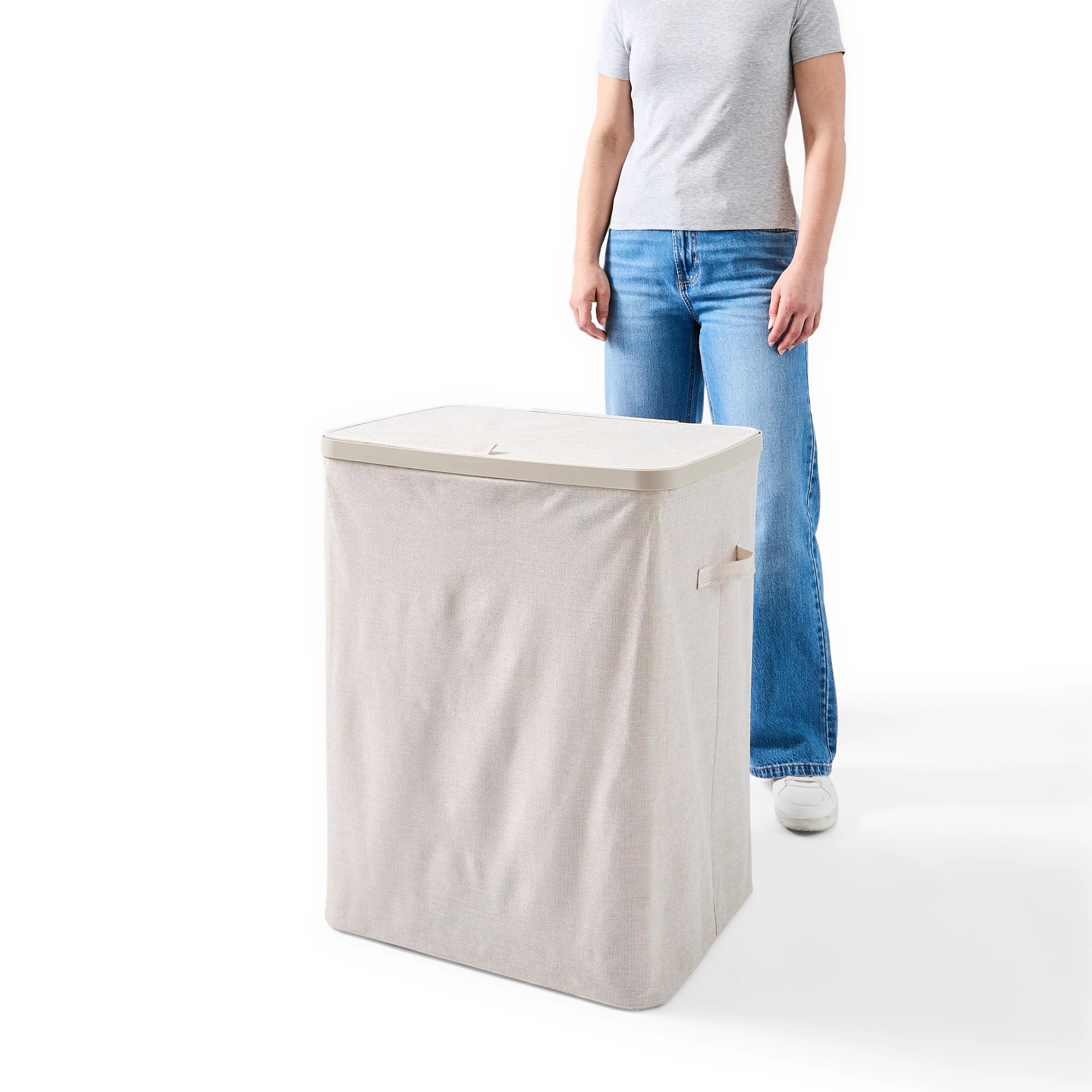 1 Dual Section Laundry Hamper - Beige, 1 of 11