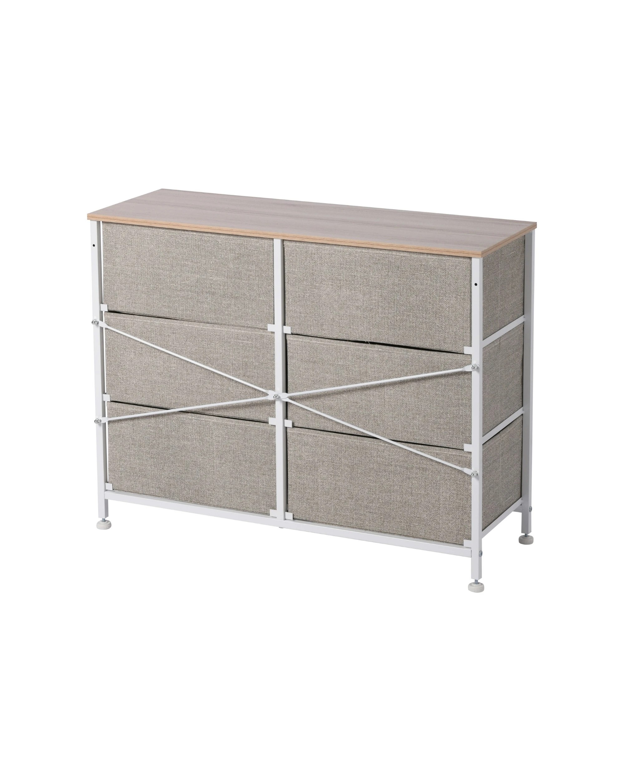 5 Sherwood Luna 6 Drawer Fabric Home Storage Dresser - Cream, 5 of 8