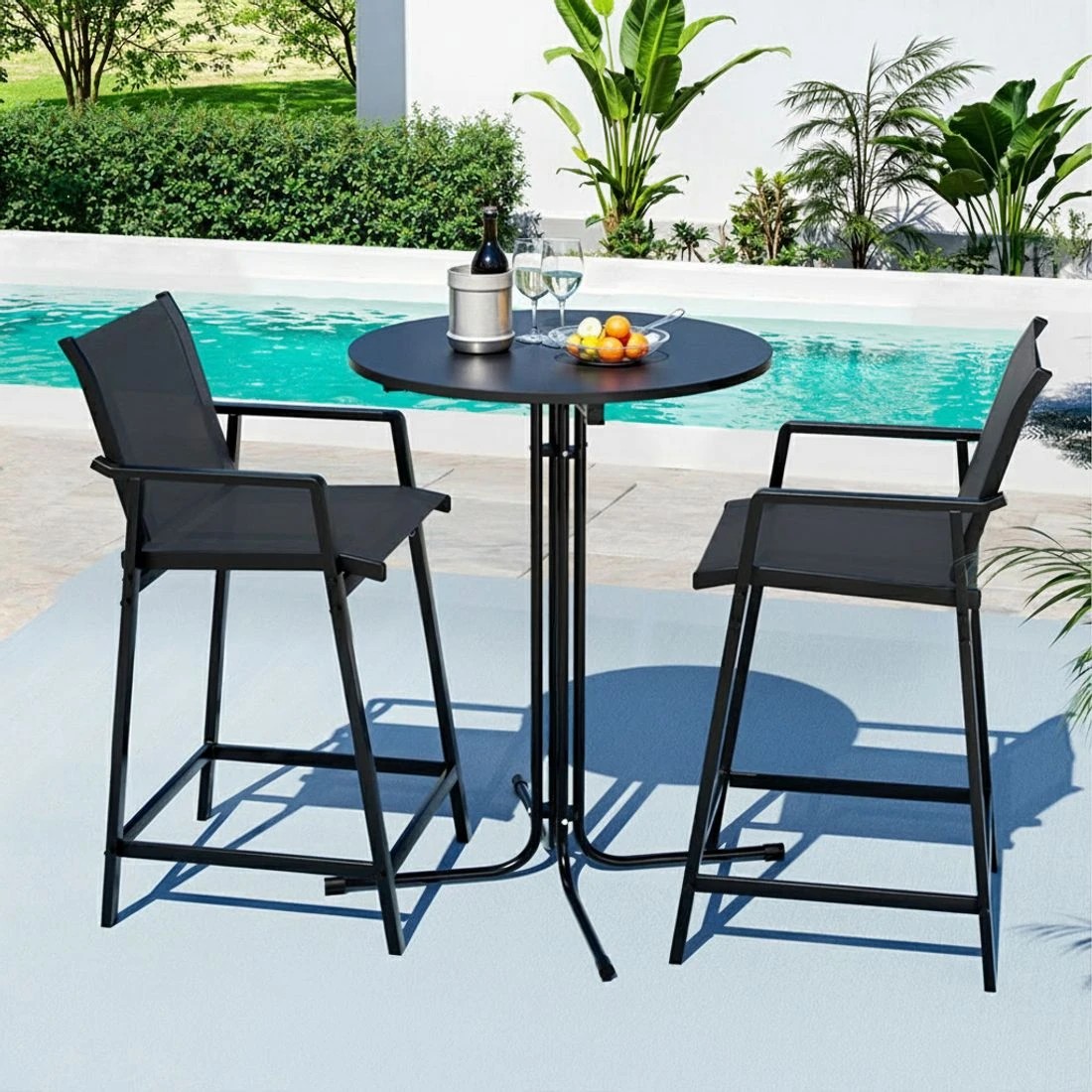 6 Gardeon Outdoor Bar Table Round Folding Desk Top 109cm Patio Furniture - Black, 6 of 7