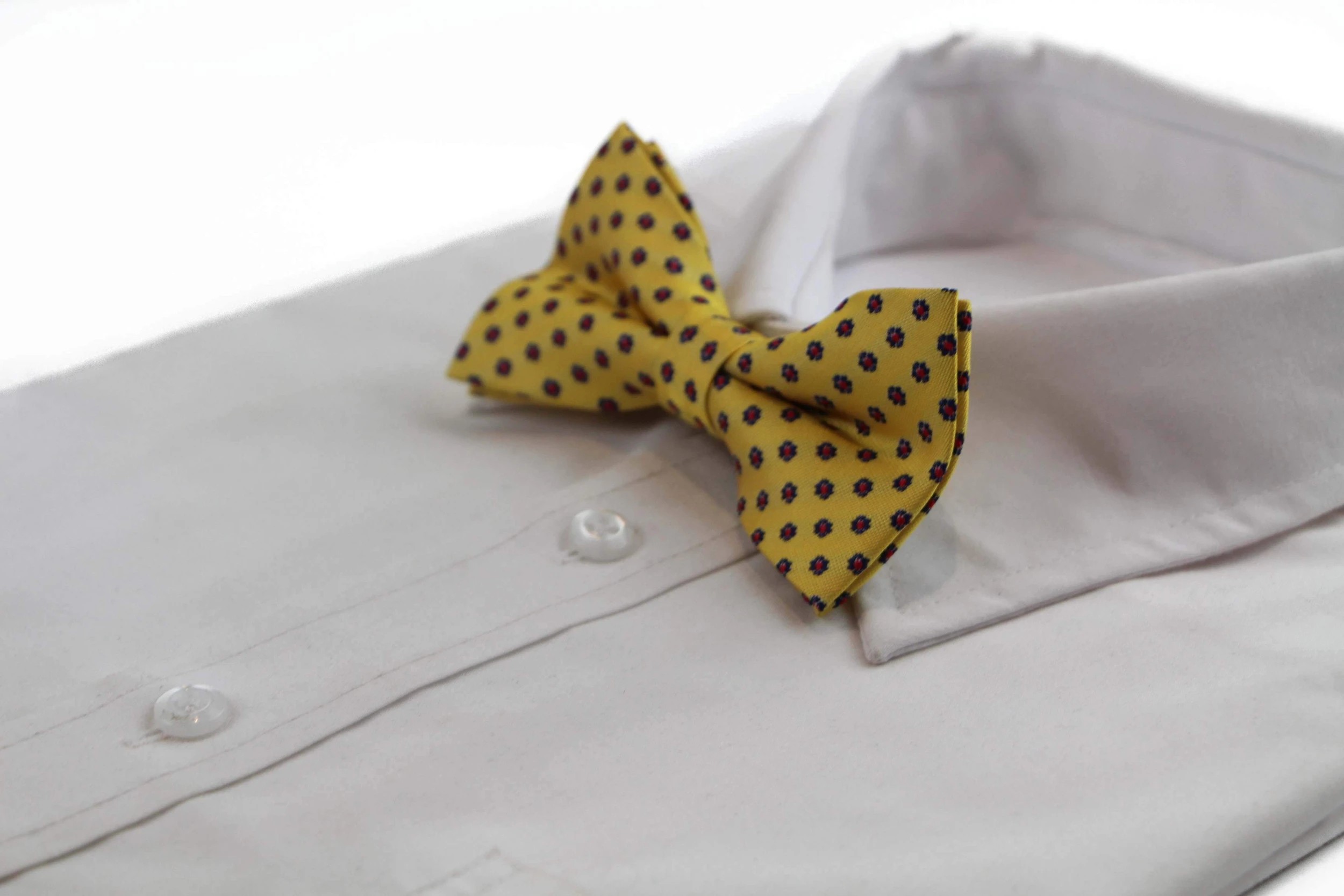 1 Zasel Mens Yellow, Red & Navy Flower Pattern Bow Tie - Multi, 1 of 4