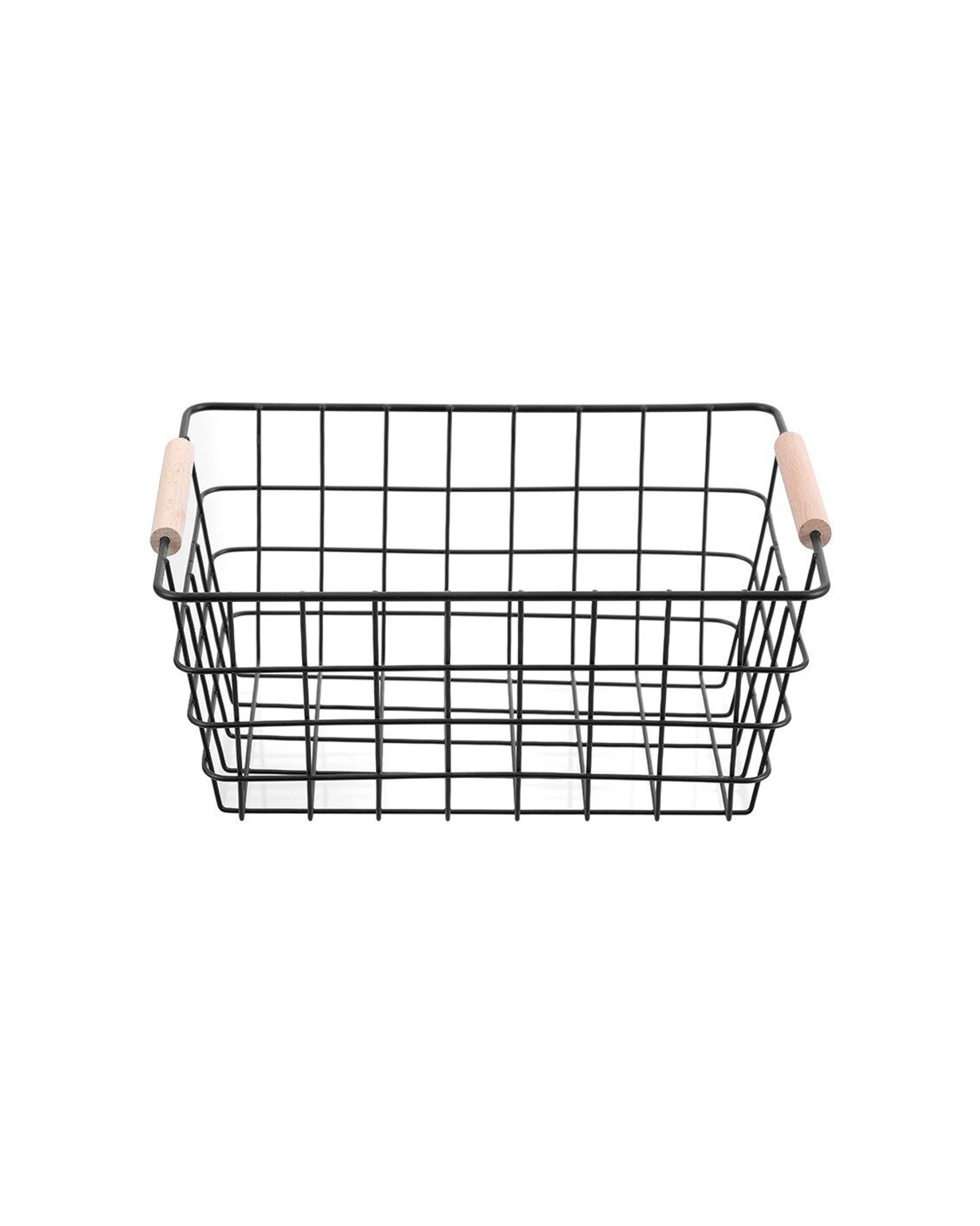 2 Boxsweden Toska Wire Basket Medium Beech Wood Handle Durable 30x22x13.5cm - Multi, 2 of 2