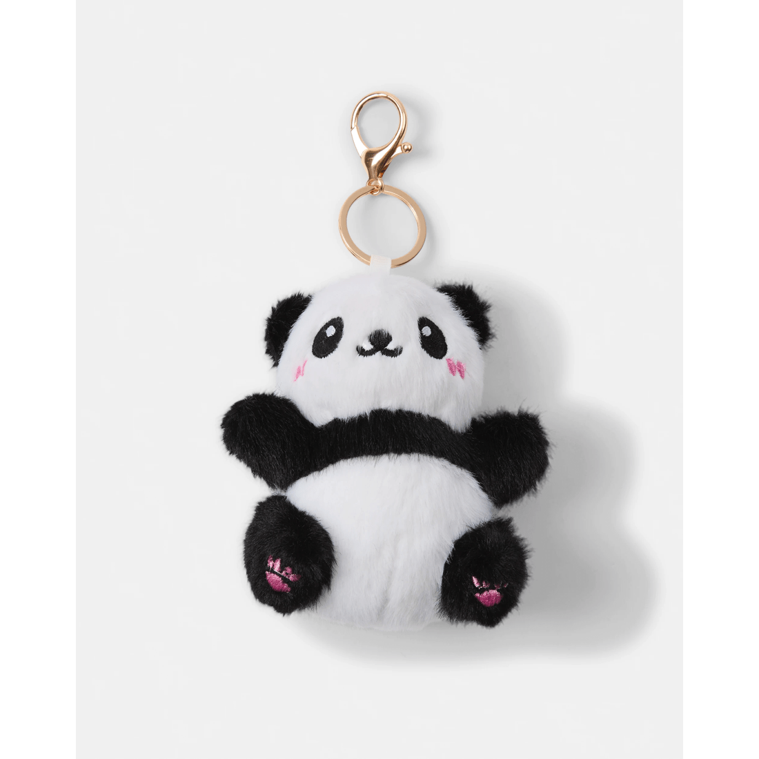 2 Fluffy Panda Bag Charm Keyring, 2 of 3