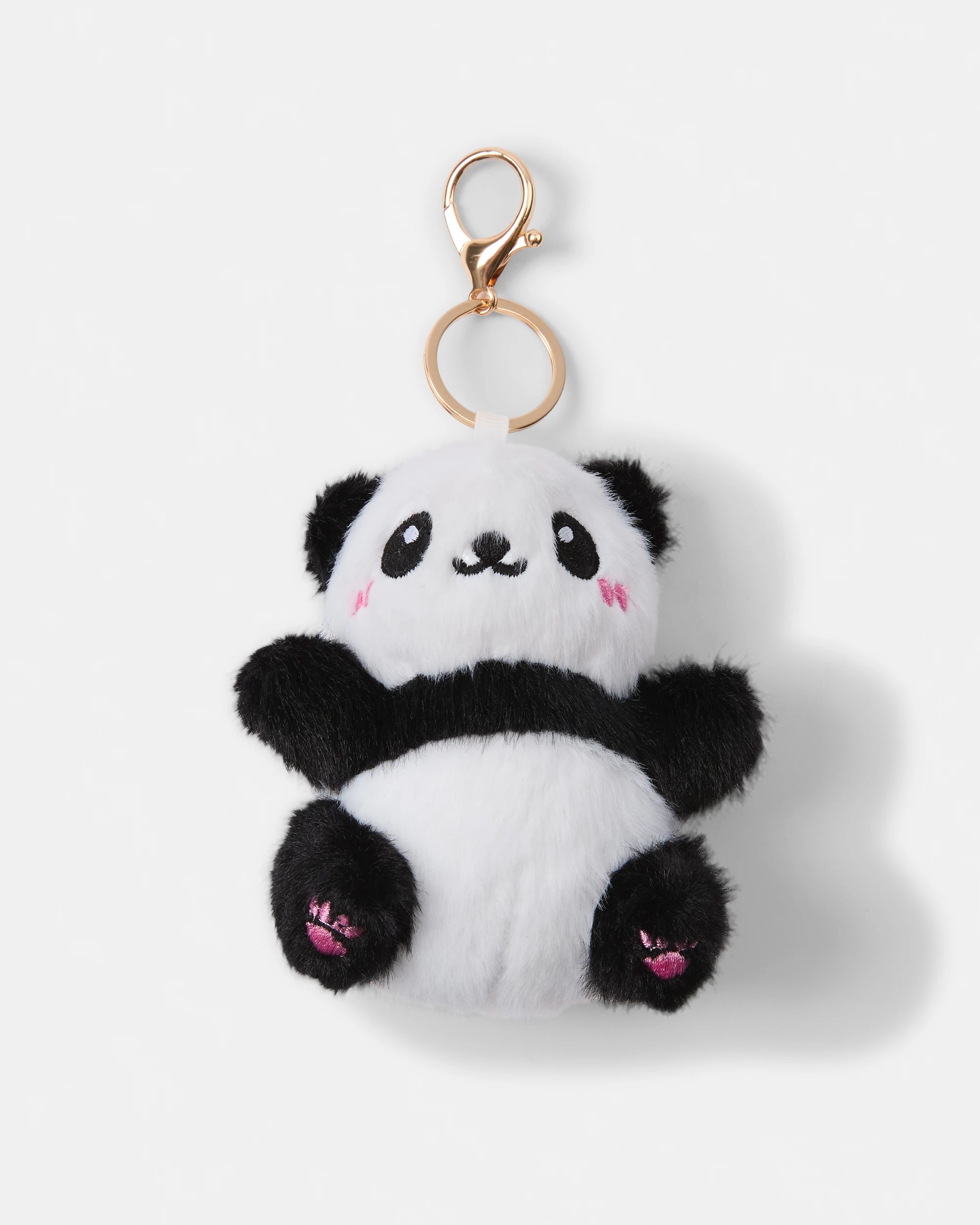 2 Fluffy Panda Bag Charm Keyring, 2 of 3