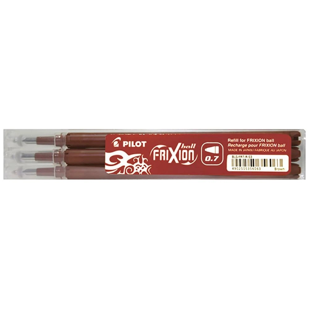 1 PILOT Frixion Erasable Gel Ink Refill 0.7mm Brown 3 Pack, 1 of 3