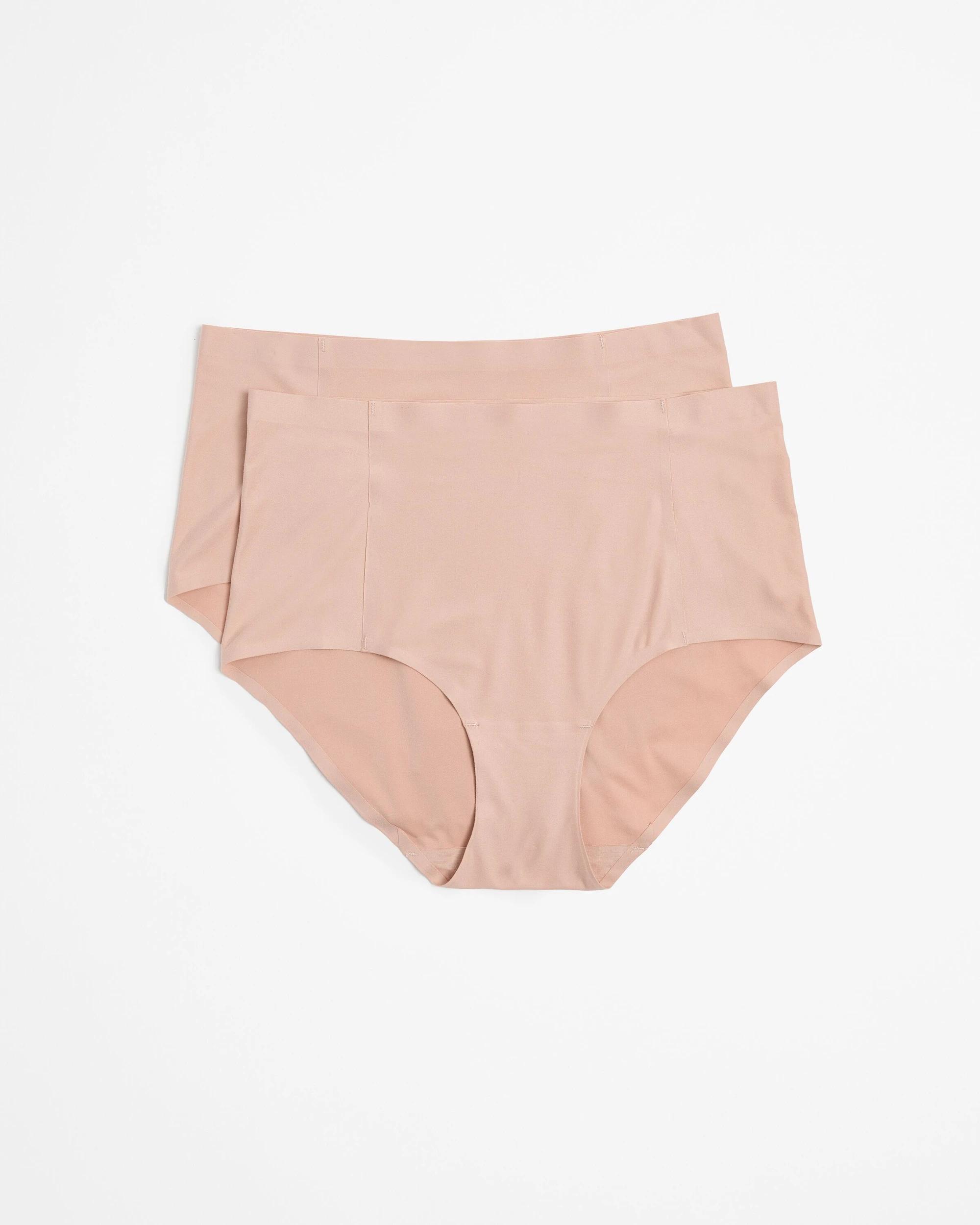 1 Target 2 Pack Bonded No Show High Waist Full Briefs NUDE, 1 of 3