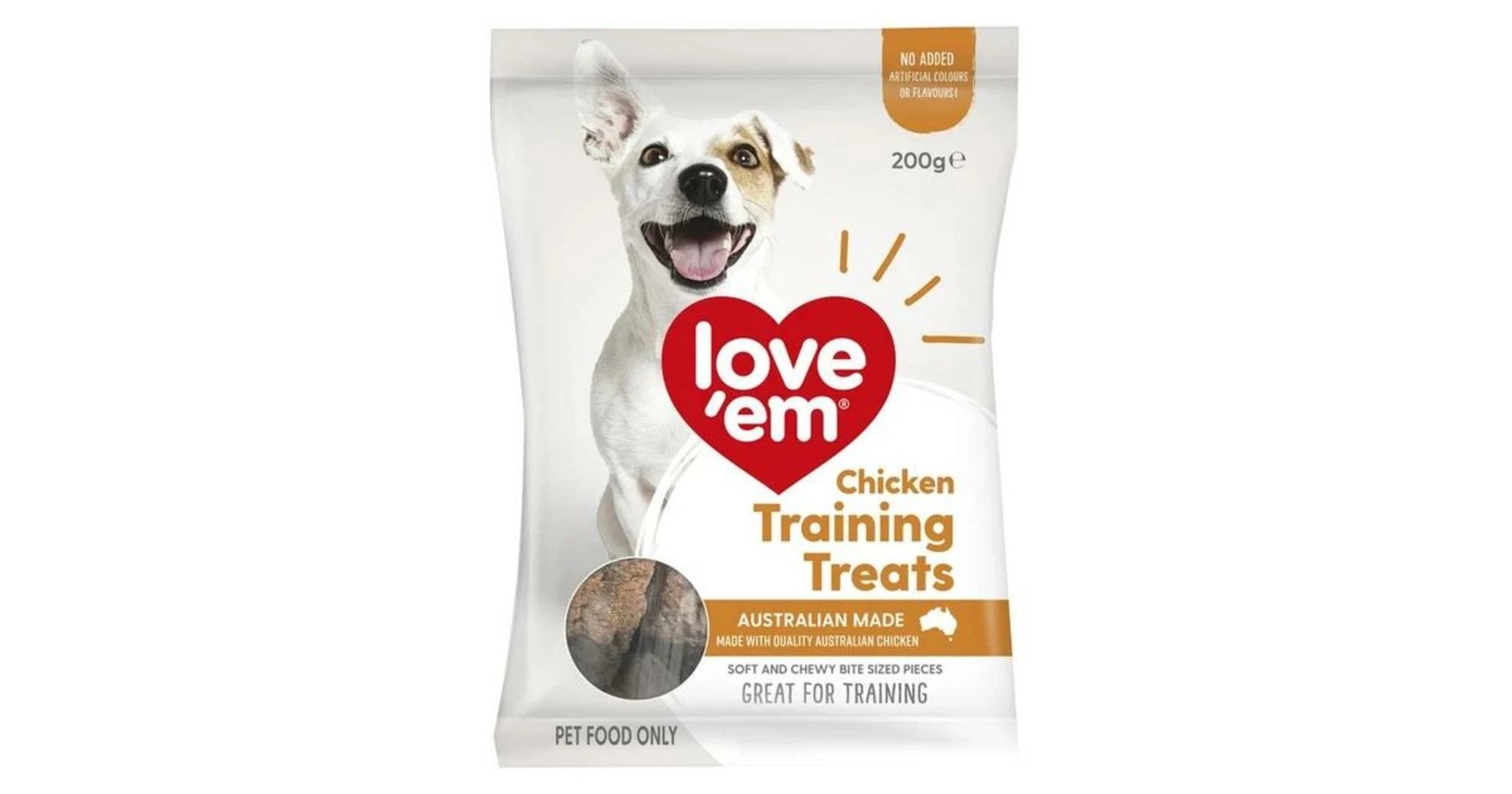 1 Love Em Chicken Training Treats 200g 5pk, 1 of 2