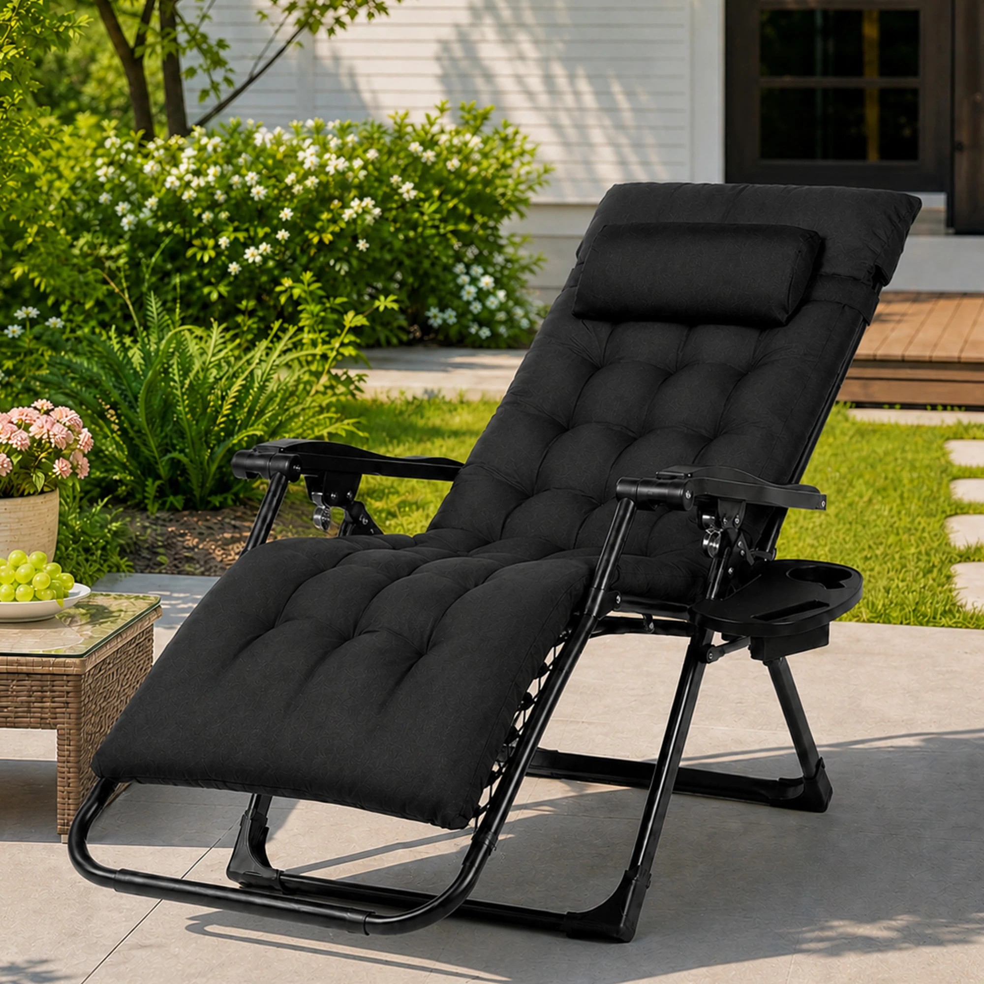 7 Levede Zero Gravity Chair Lounge Lockable Outdoor Recline Cushion Tray Black, 7 of 8