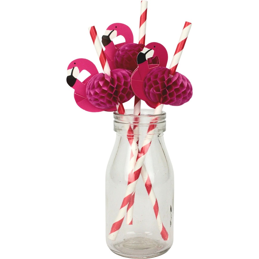 1 Party Maker Pink Flamingo Honeycomb Paper Straws Pack of 10, 1 of 2