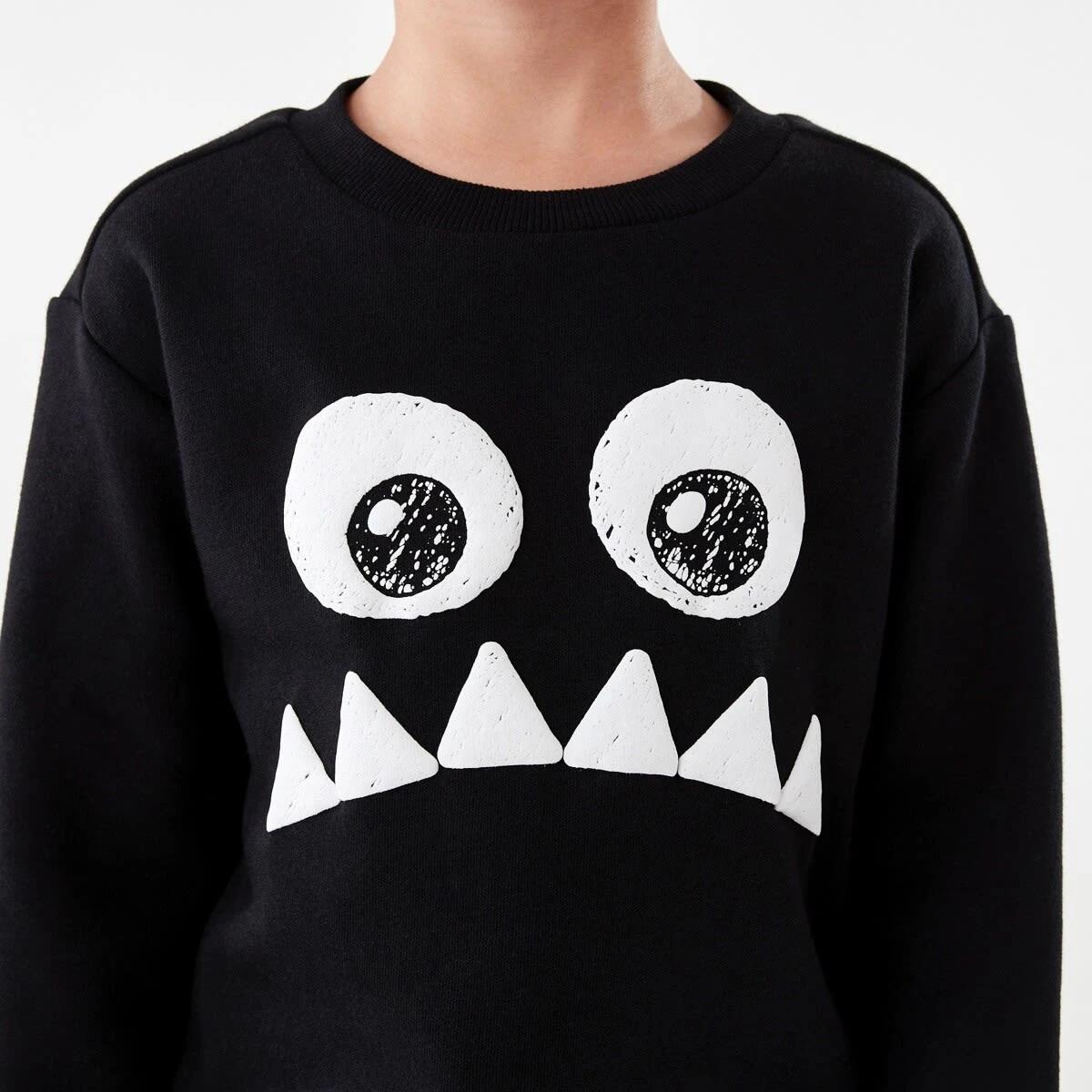 4 Print Crew Neck Sweatshirt Blk Monst, 4 of 8