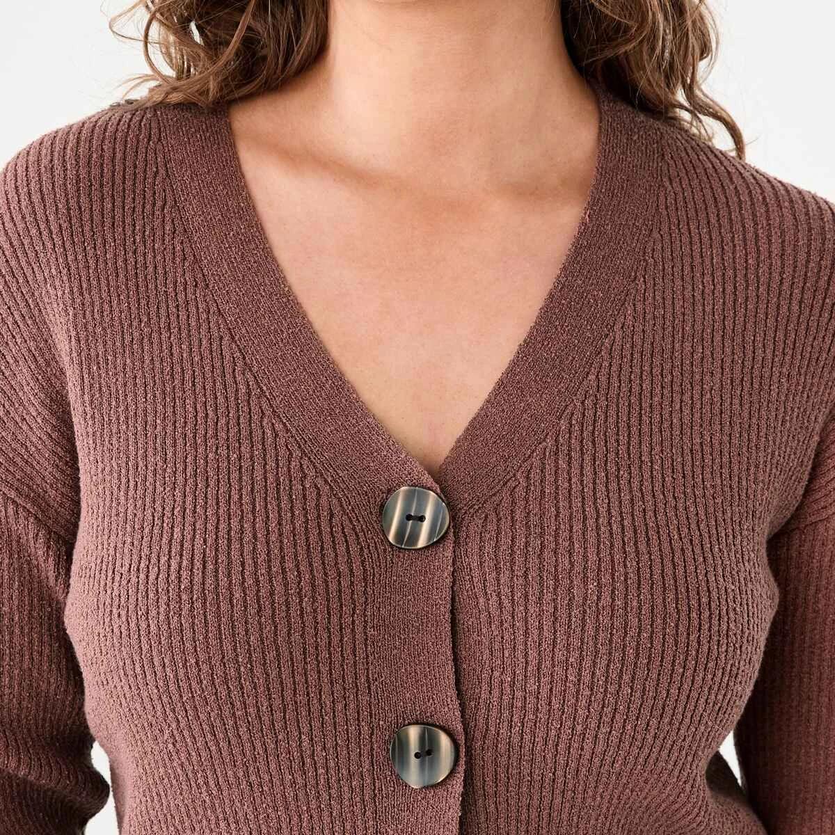 5 Textured V-Neck Cardigan FAWN TAUPE, 5 of 6