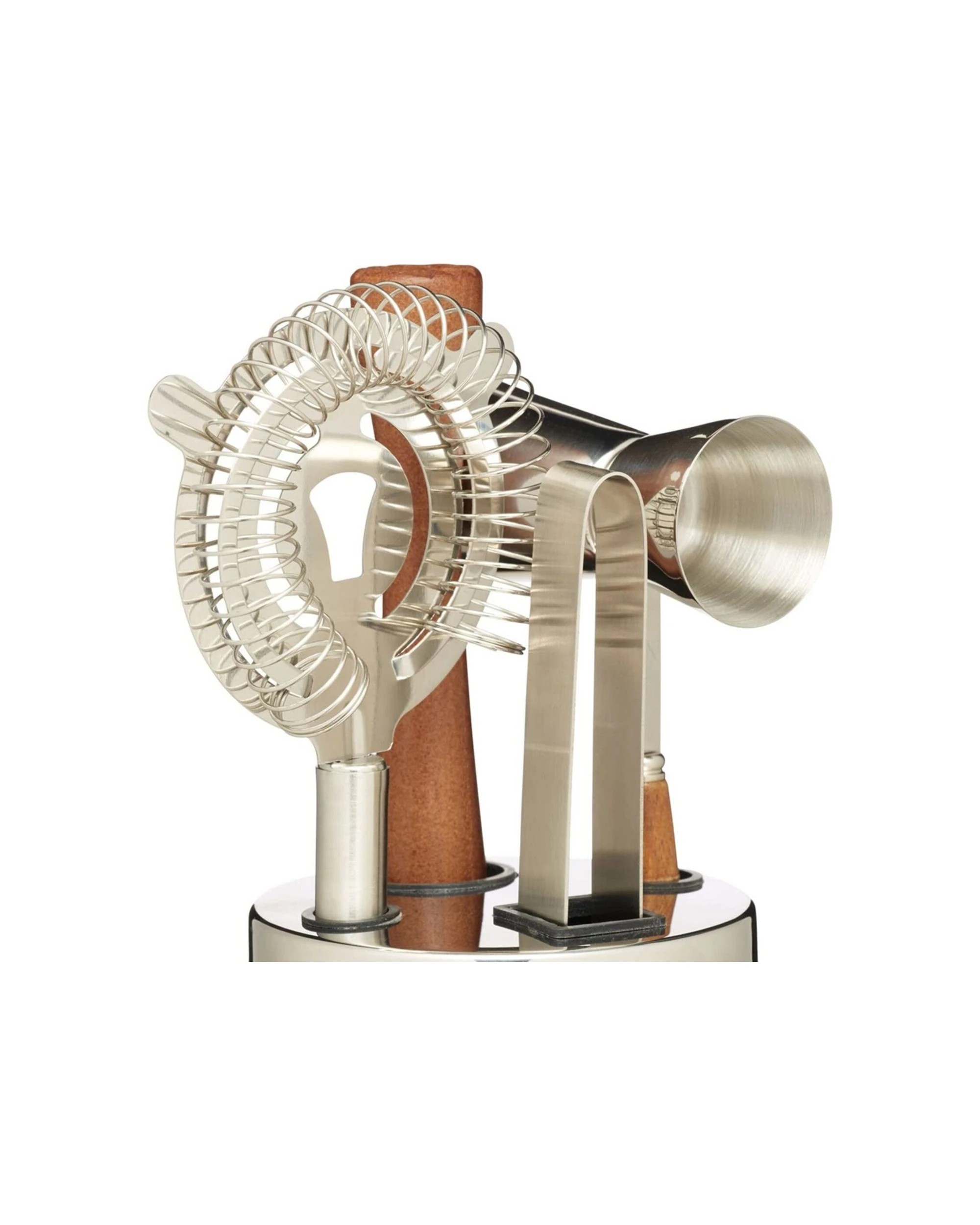 2 BarCraft 5pc Cocktail Muddler Strainer Set Hammered Brass Finish - Silver, 2 of 7