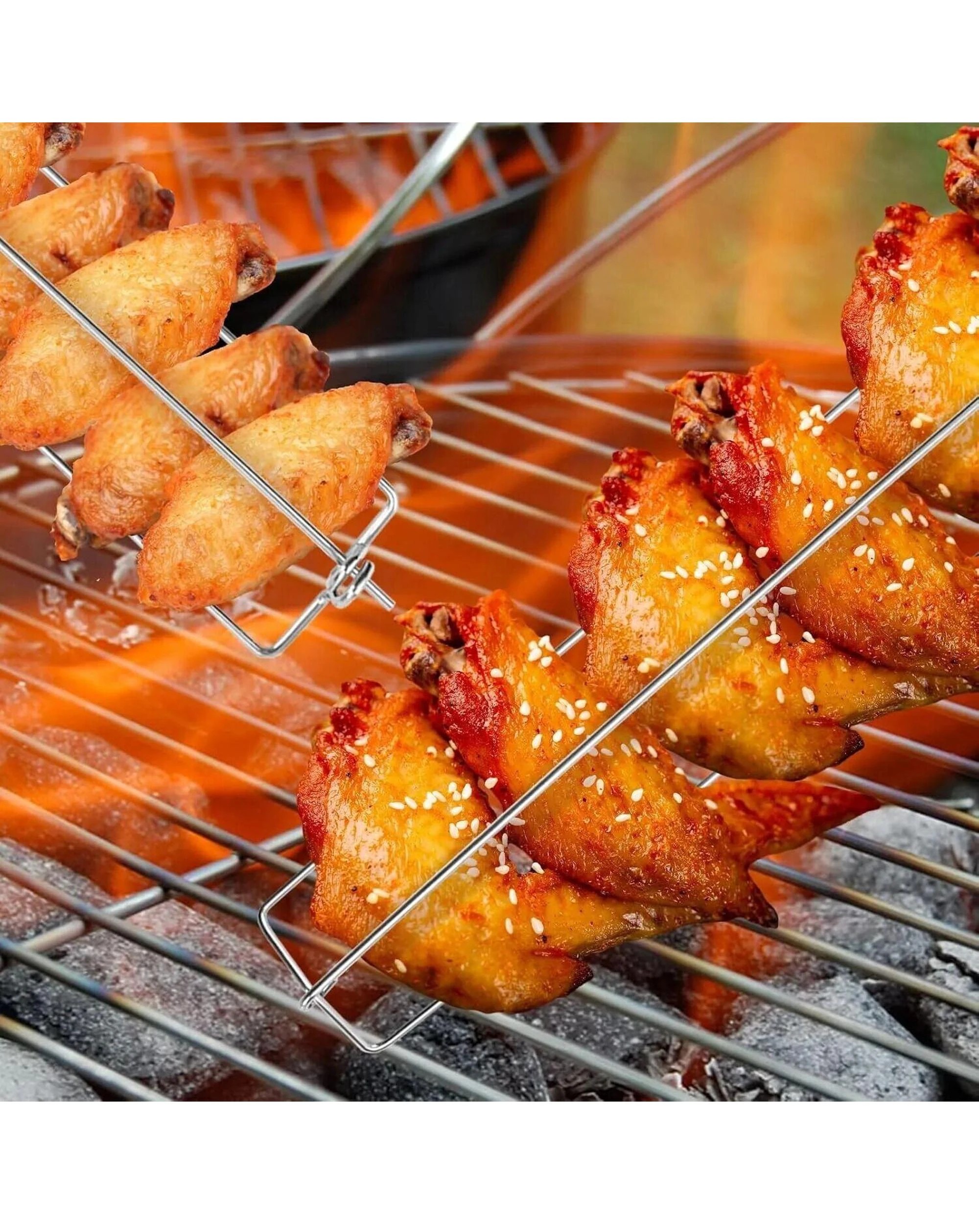 3 Flaming Coals BBQ Chicken Wing Grilling Rack, 3 of 5