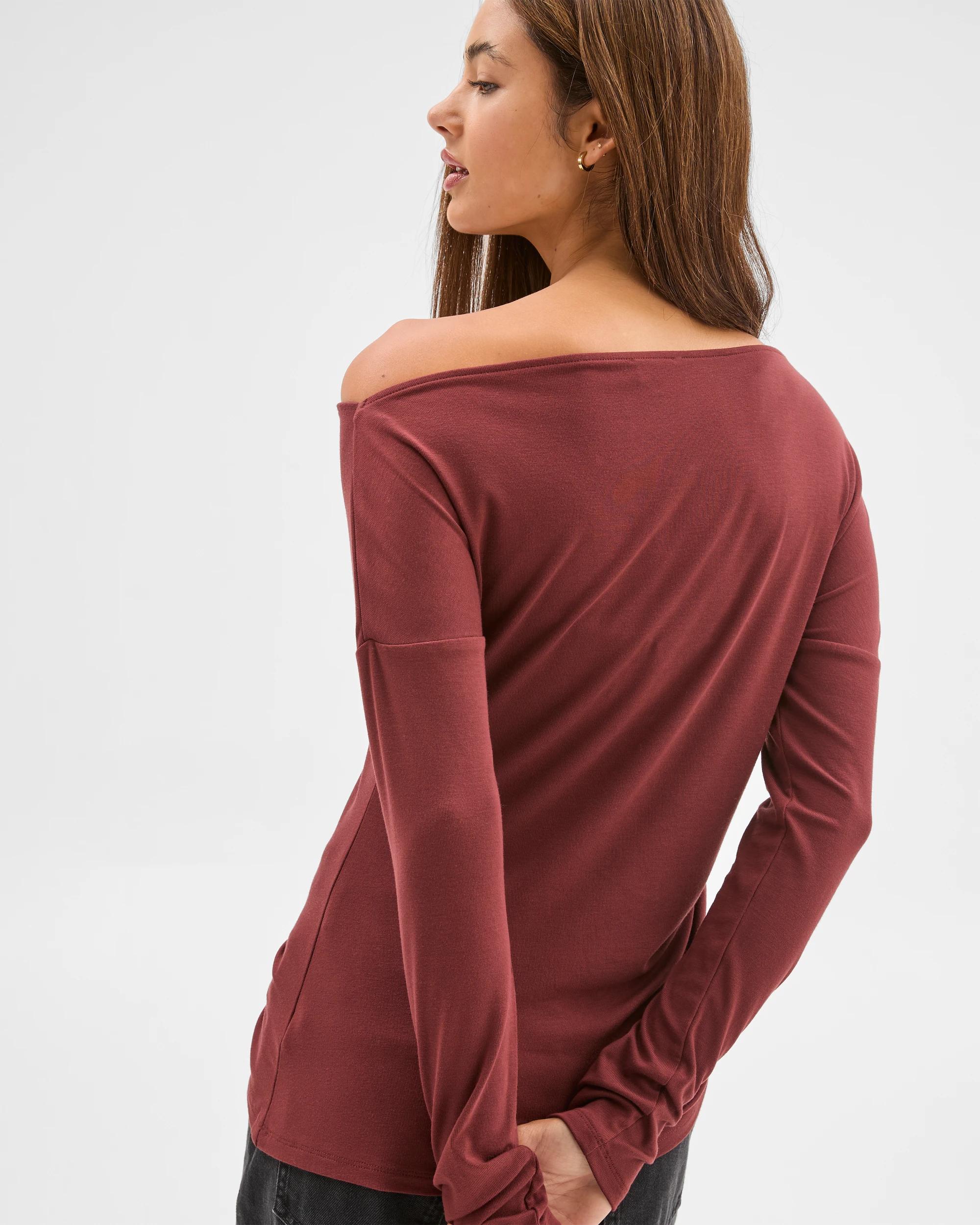 5 Lily Loves Asymmetrical Top MERLOT BURGUNDY, 5 of 5