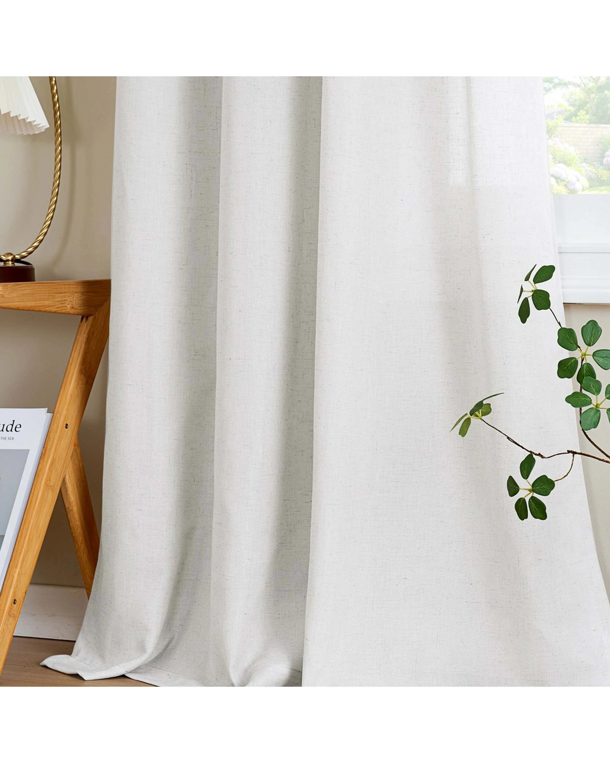 2 Smarcute Linen Blended Grommet Curtain - 2X 132x243cm - White, 2 of 4