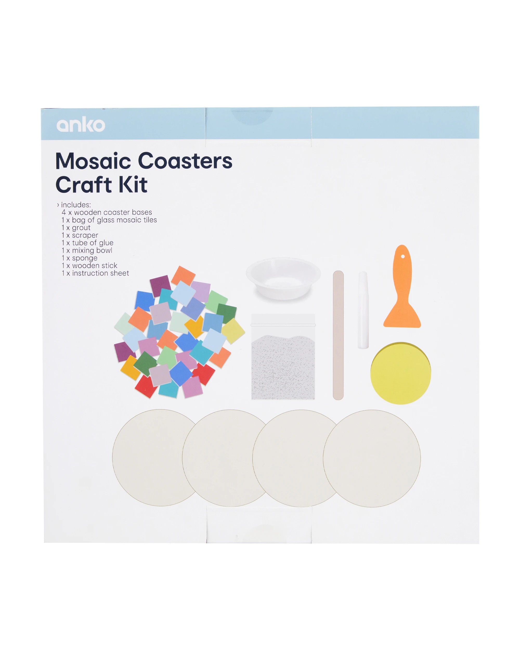 3 DIY Mosaic Coasters Craft Kit, 3 of 3