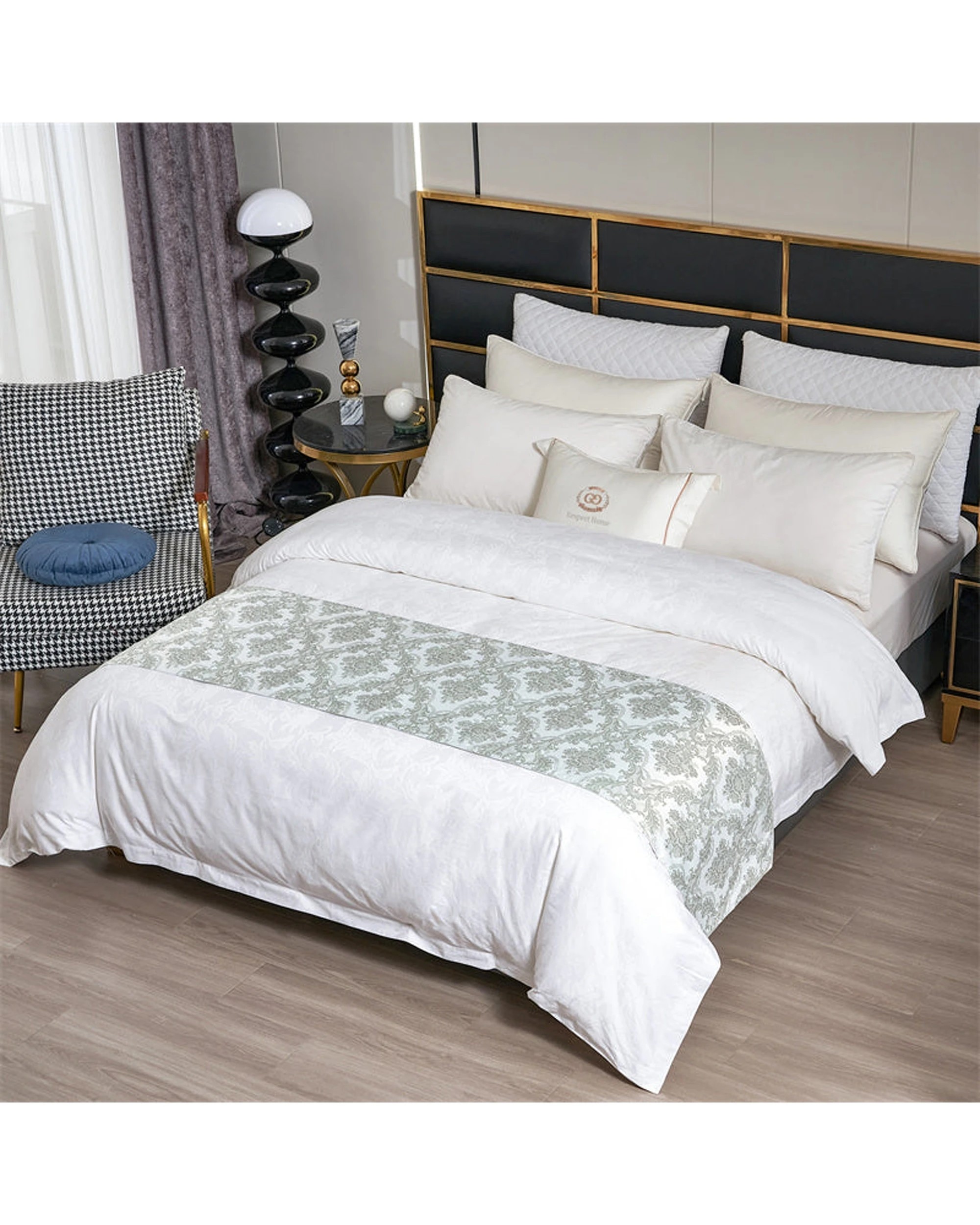 5 Cotton More Jacquard Pattern Home Bed Runner Light 50x240cm - Green, 5 of 5