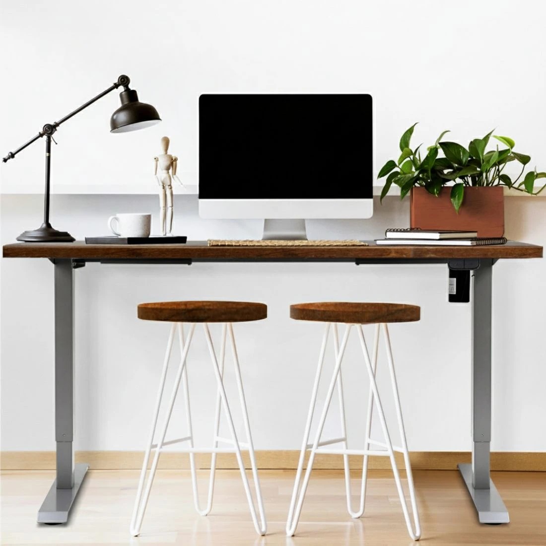6 Artiss Standing Desk Motorised 120CM Rustic - Brown, 6 of 6