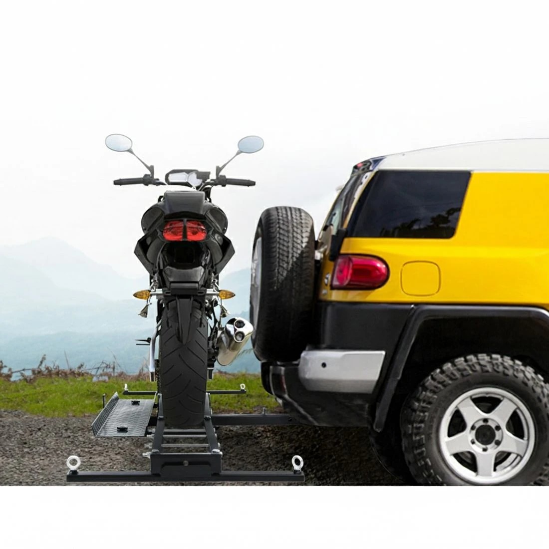 6 Giantz Motorcycle Carrier Rack Arm Dirt Bike Ramp, 2" Towbar Steel Fit for Motorbike - Black, 6 of 7