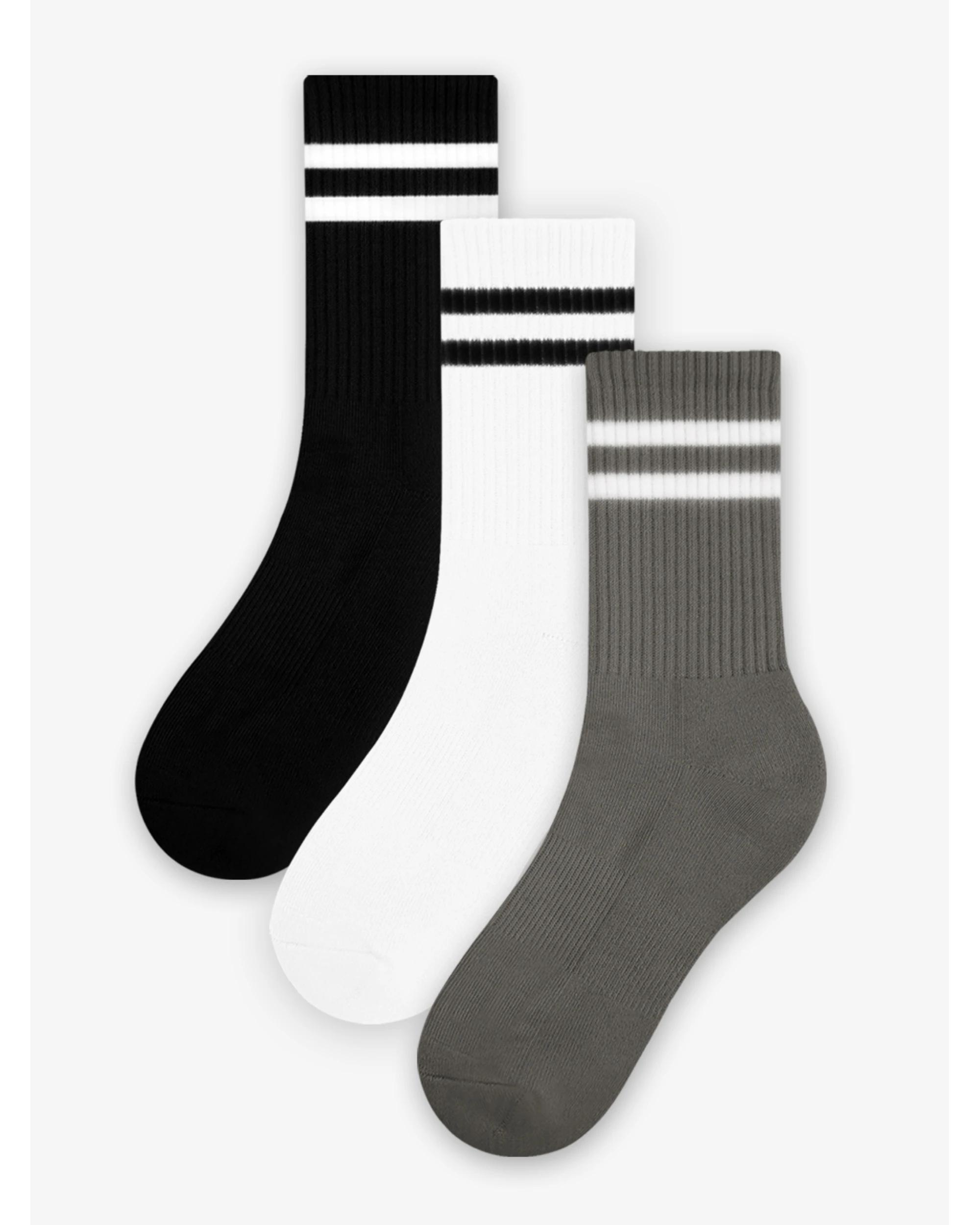 4 Advwin Small 3-Pair Crew Socks Black/Green/Blue Black/white/charcoal, 4 of 4