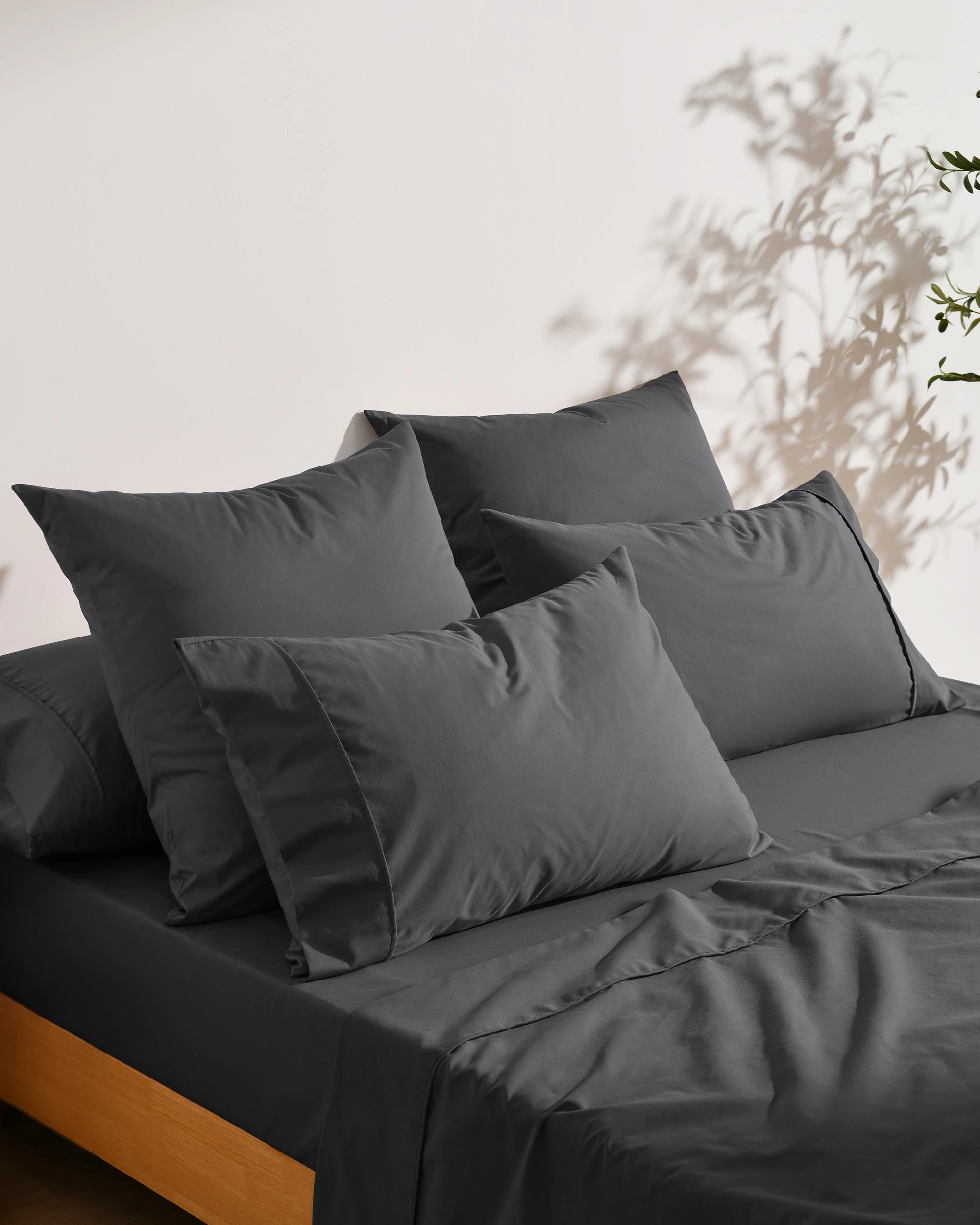 5 Dreamaker 250TC Cotton & Recycled Polyester Blend Standard Pillowcase Twin Pack - Charcoal, 5 of 5
