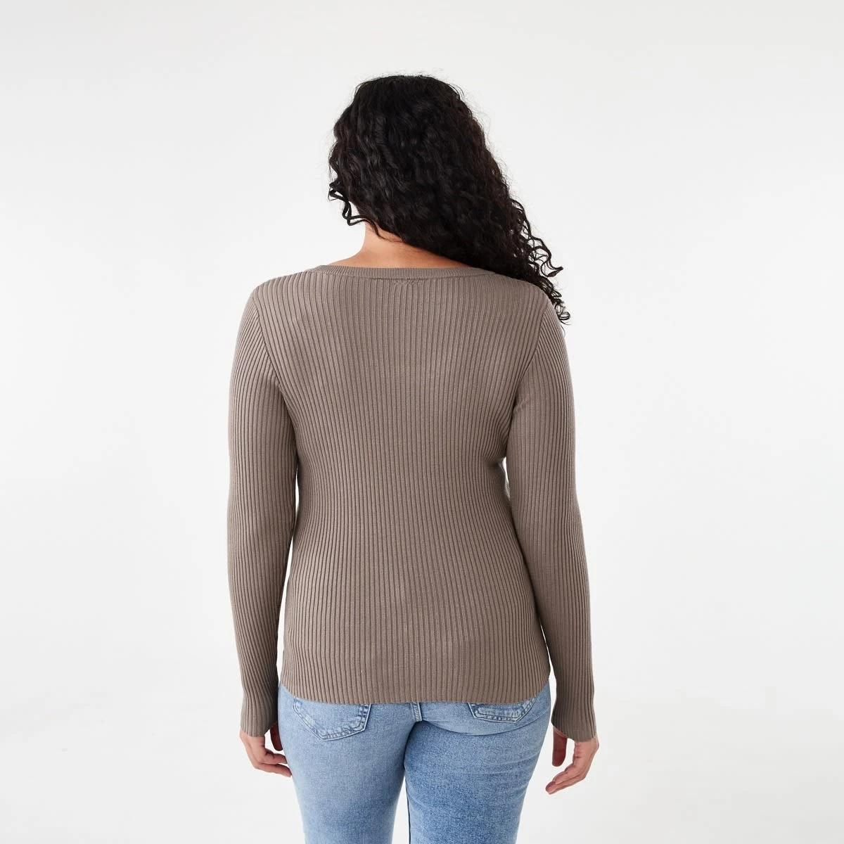 3 Long Sleeve Scoop Neck Top Taupe Brn, 3 of 5