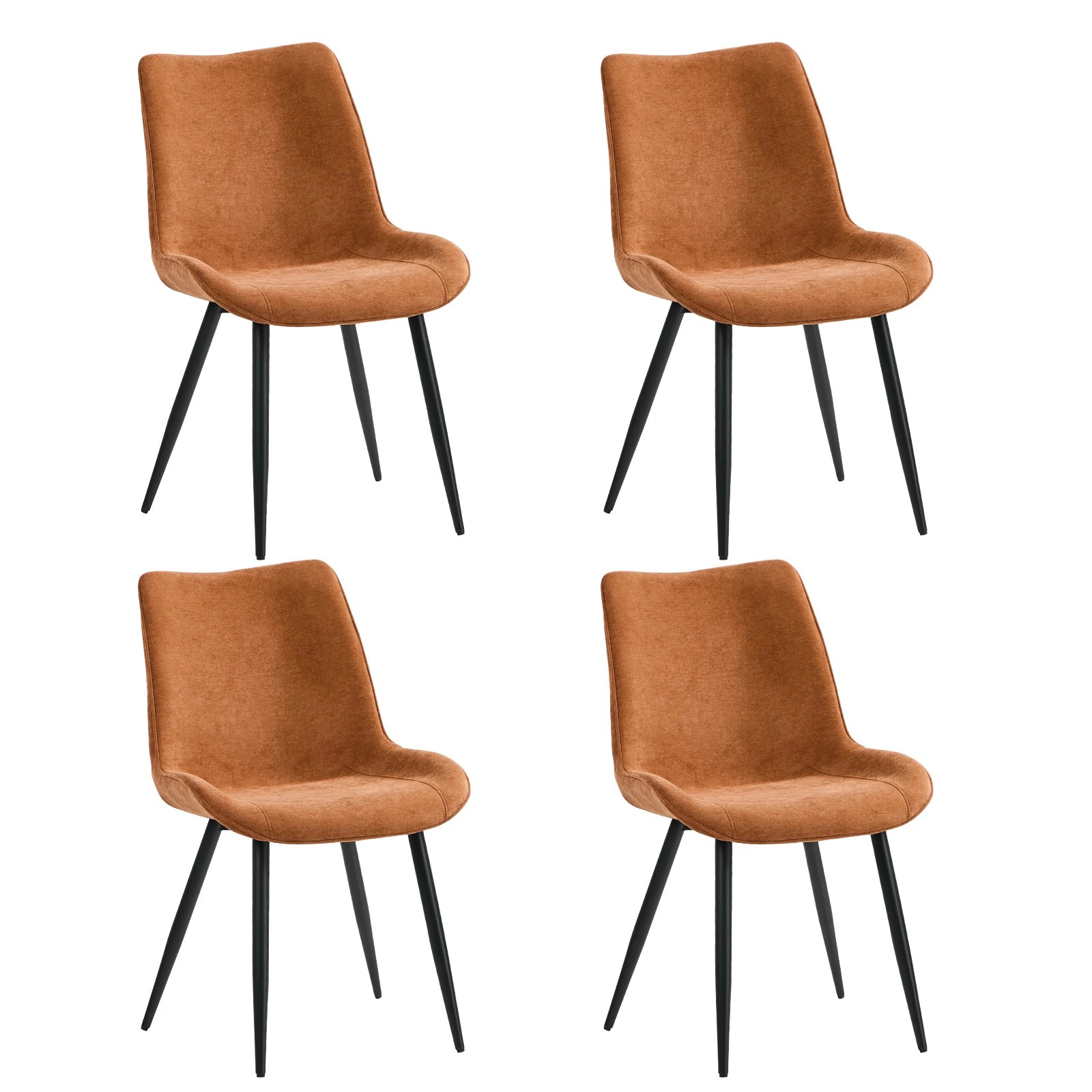 1 Oikiture 4x Dining Chairs Kitchen Accent Chairs Upholstered Linen Fabric- Orange, 1 of 9