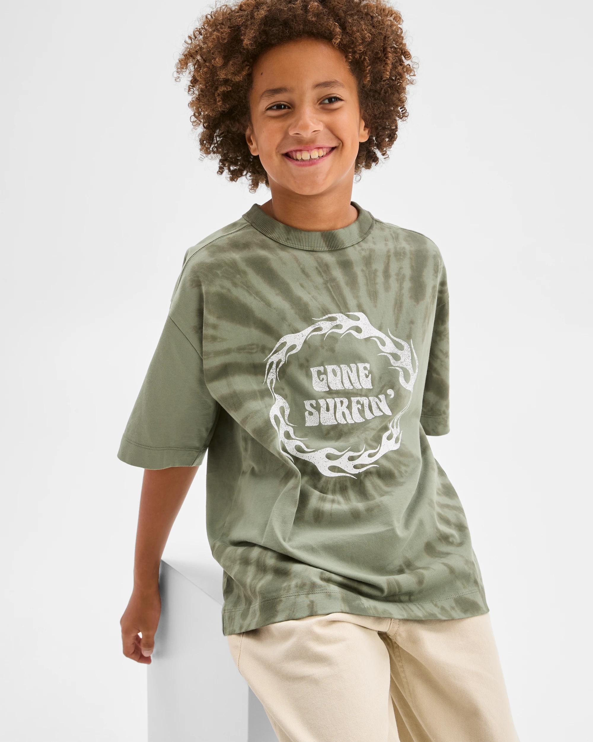 1 Target Kids Australian Cotton Oversized Tie Dye T-Shirt GREEN, 1 of 5